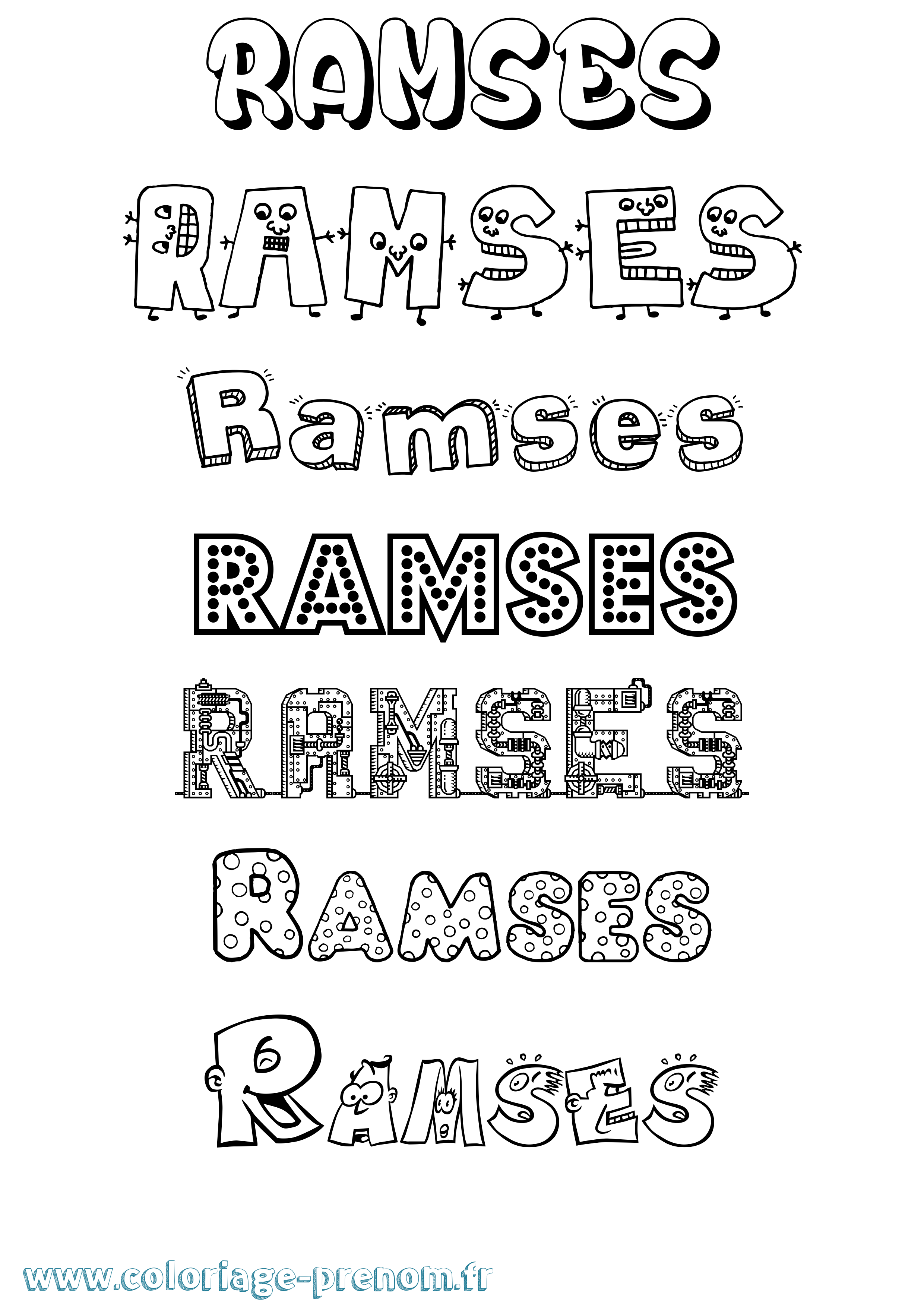 Coloriage prénom Ramses Fun