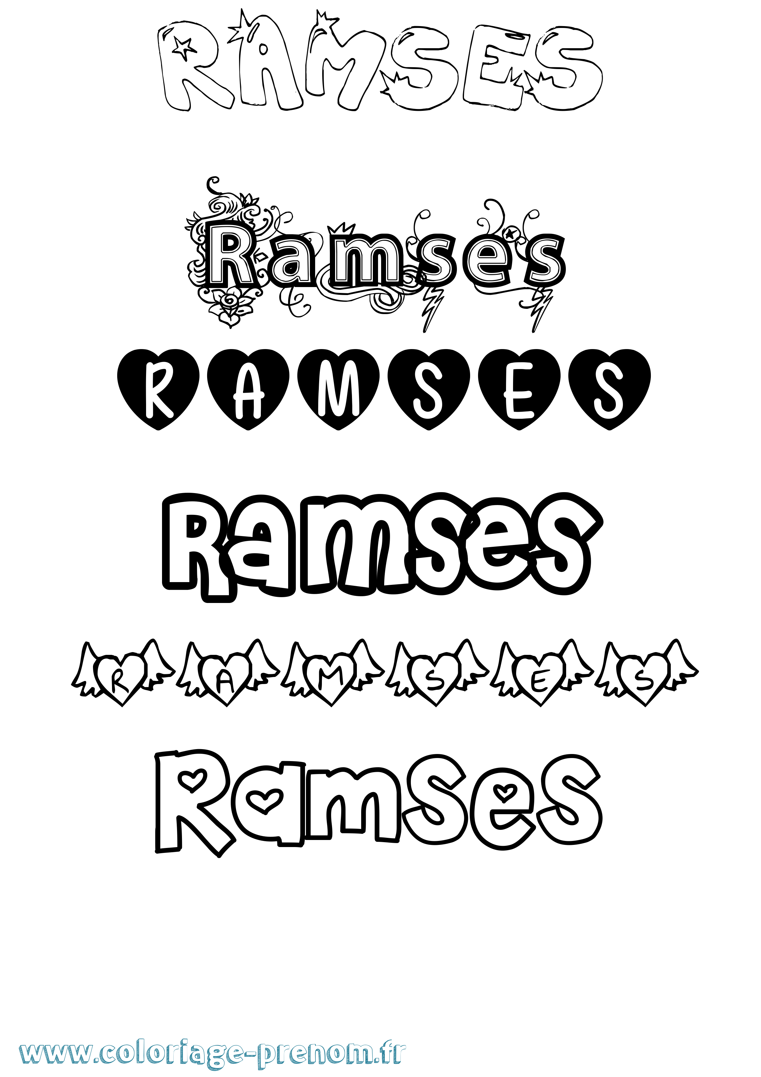 Coloriage prénom Ramses Girly