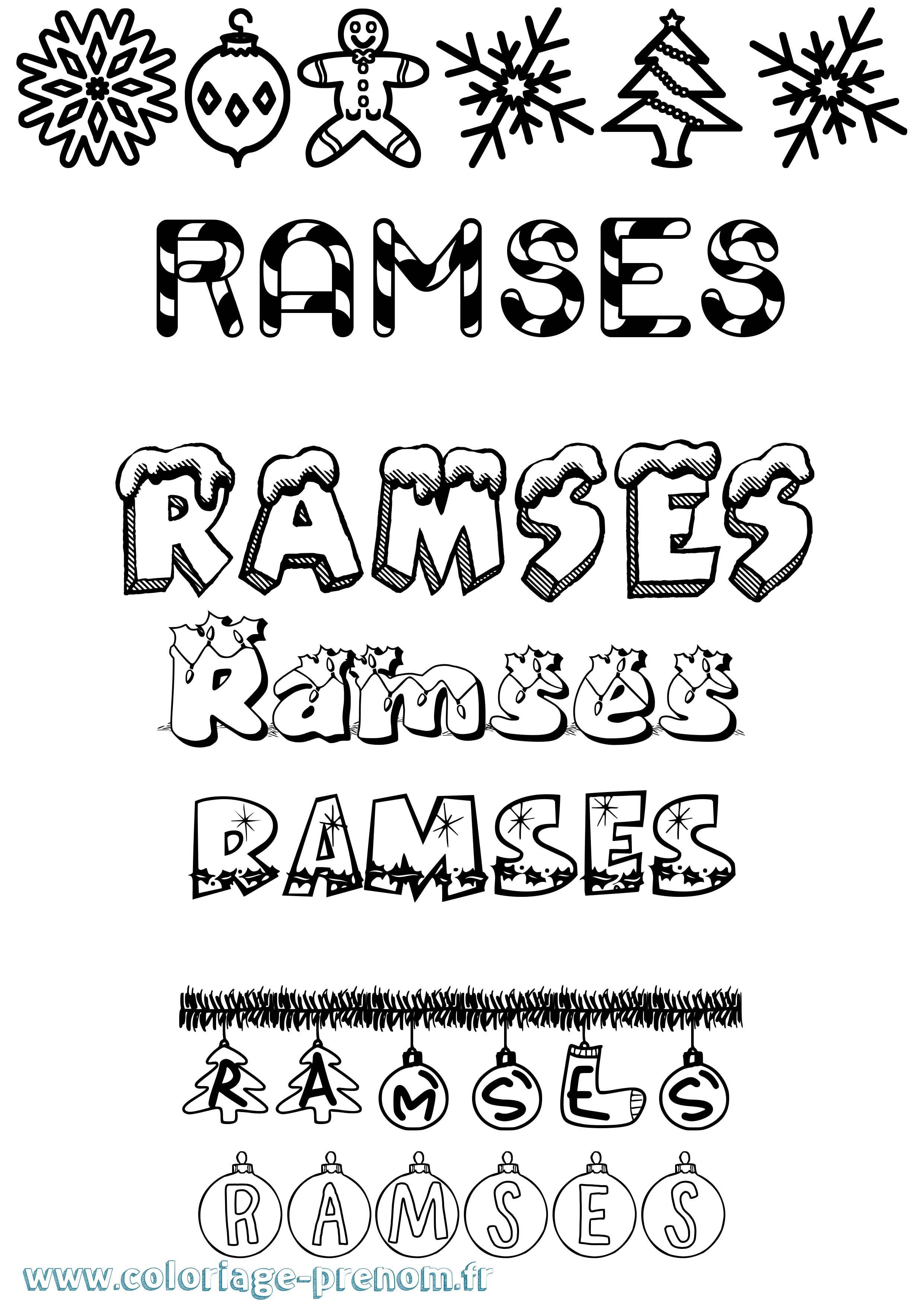 Coloriage Ramses Noël Coloriage prénom Ramses Noël
