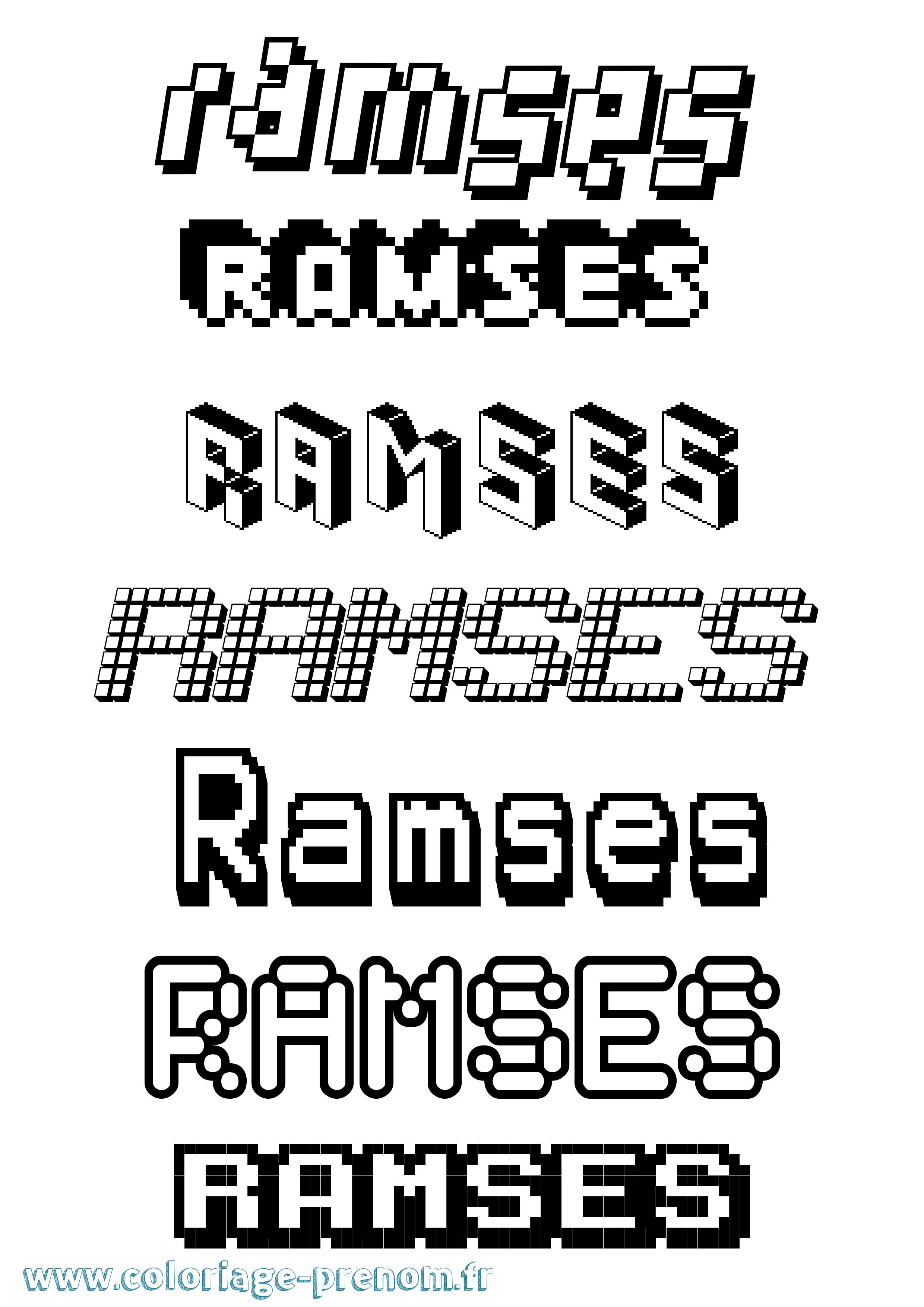 Coloriage prénom Ramses Pixel
