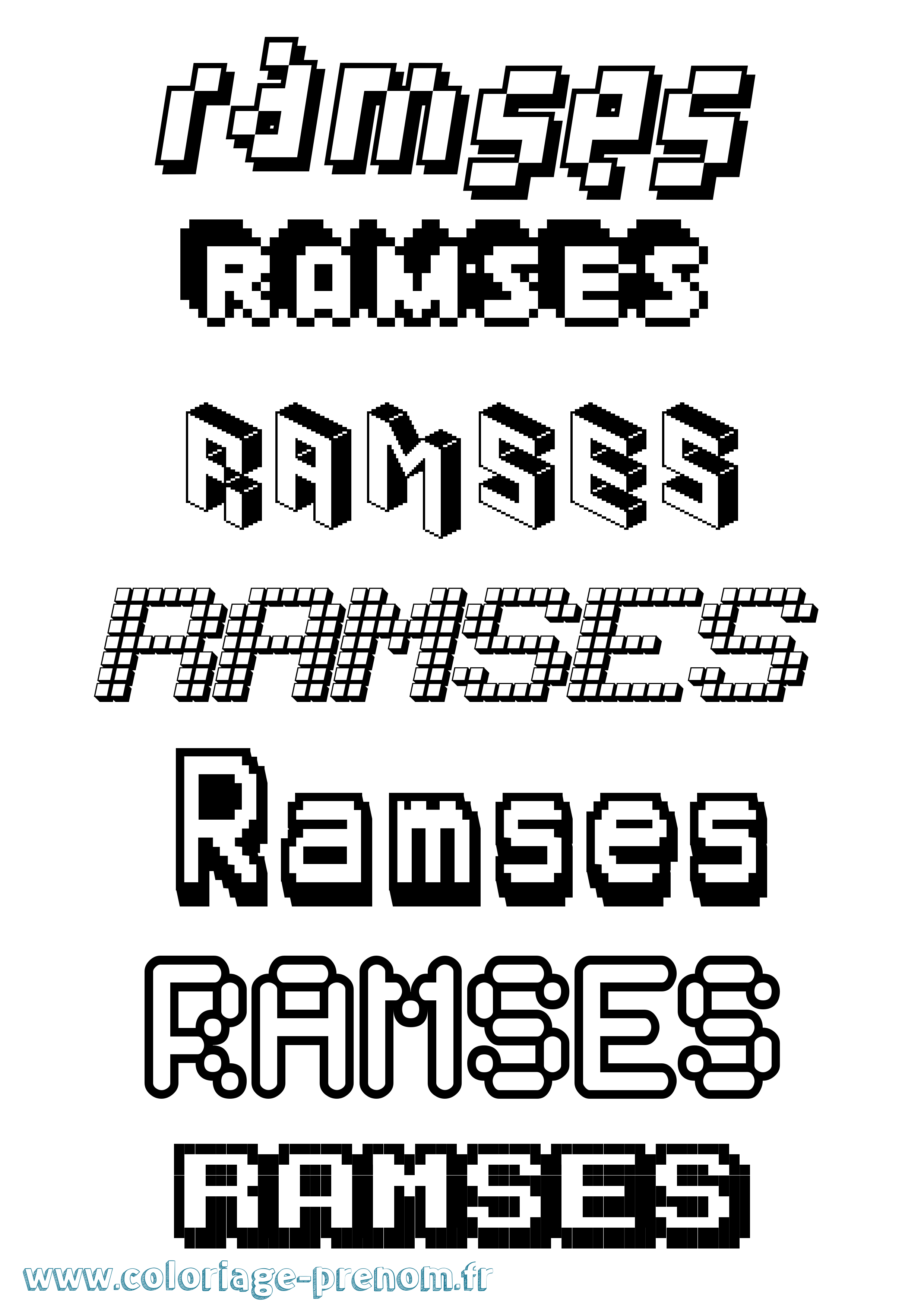 Coloriage Ramses Pixel Coloriage prénom Ramses Pixel