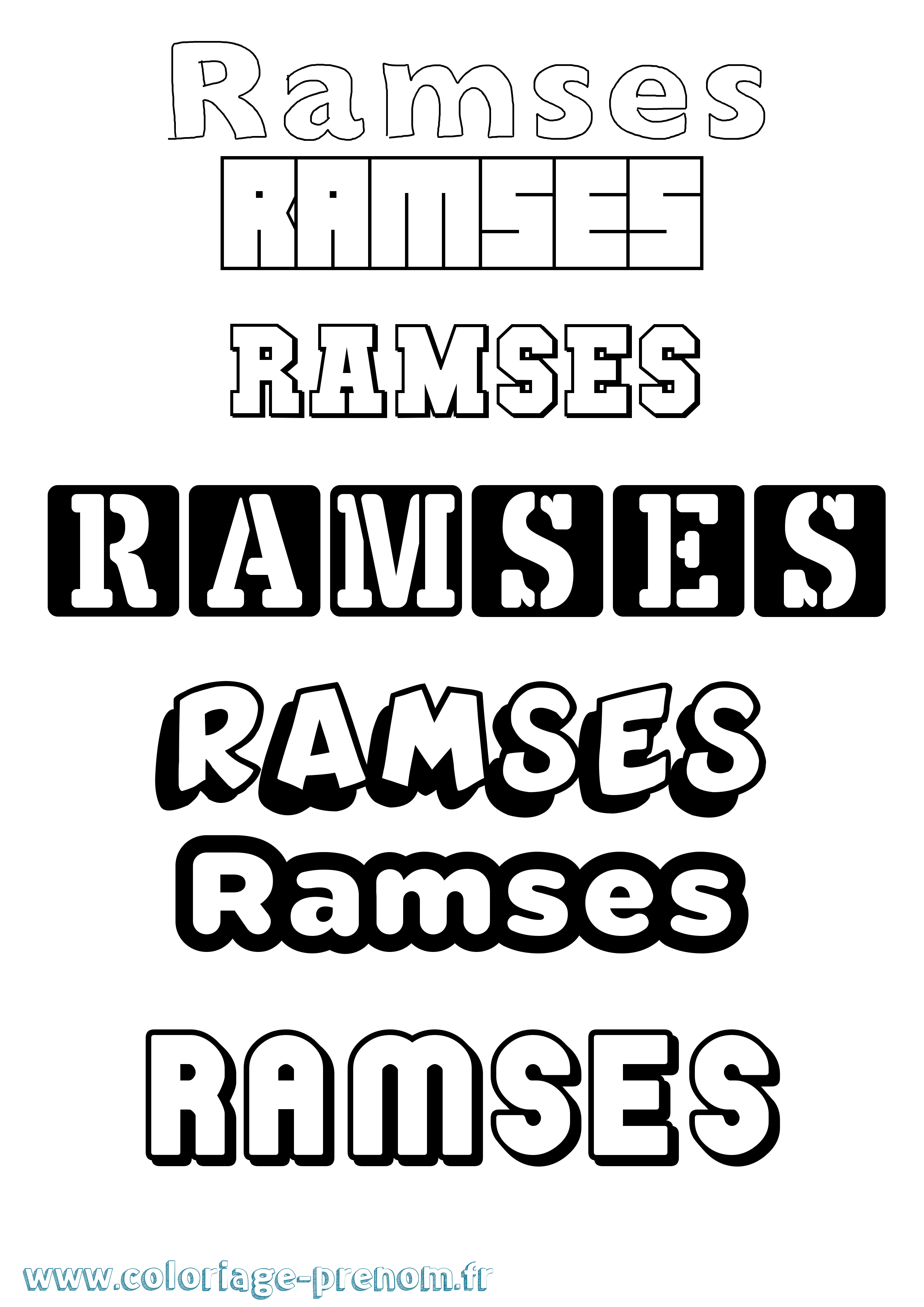 Coloriage prénom Ramses Simple