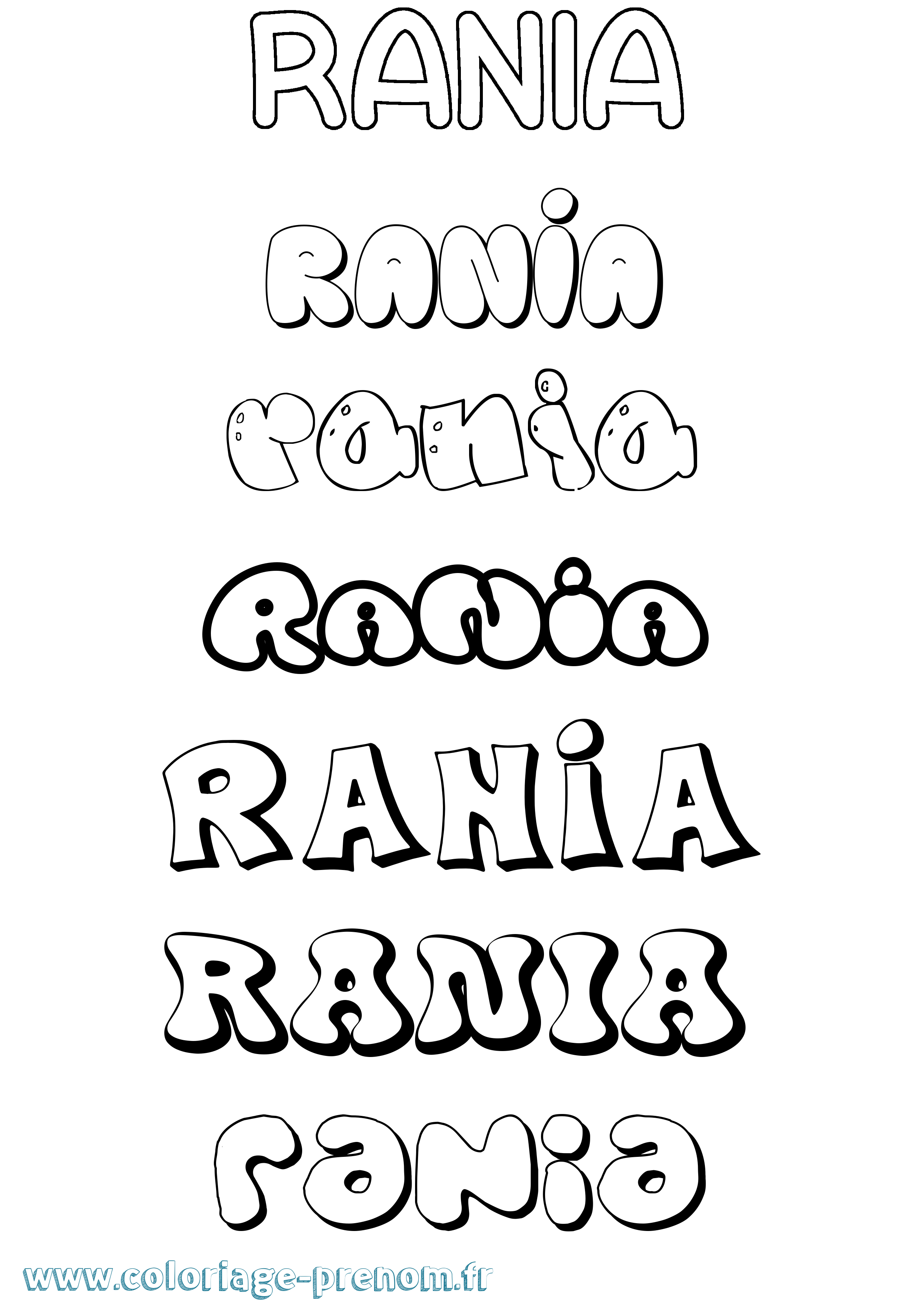 Coloriage Rania Bubble Coloriage prénom Rania Bubble