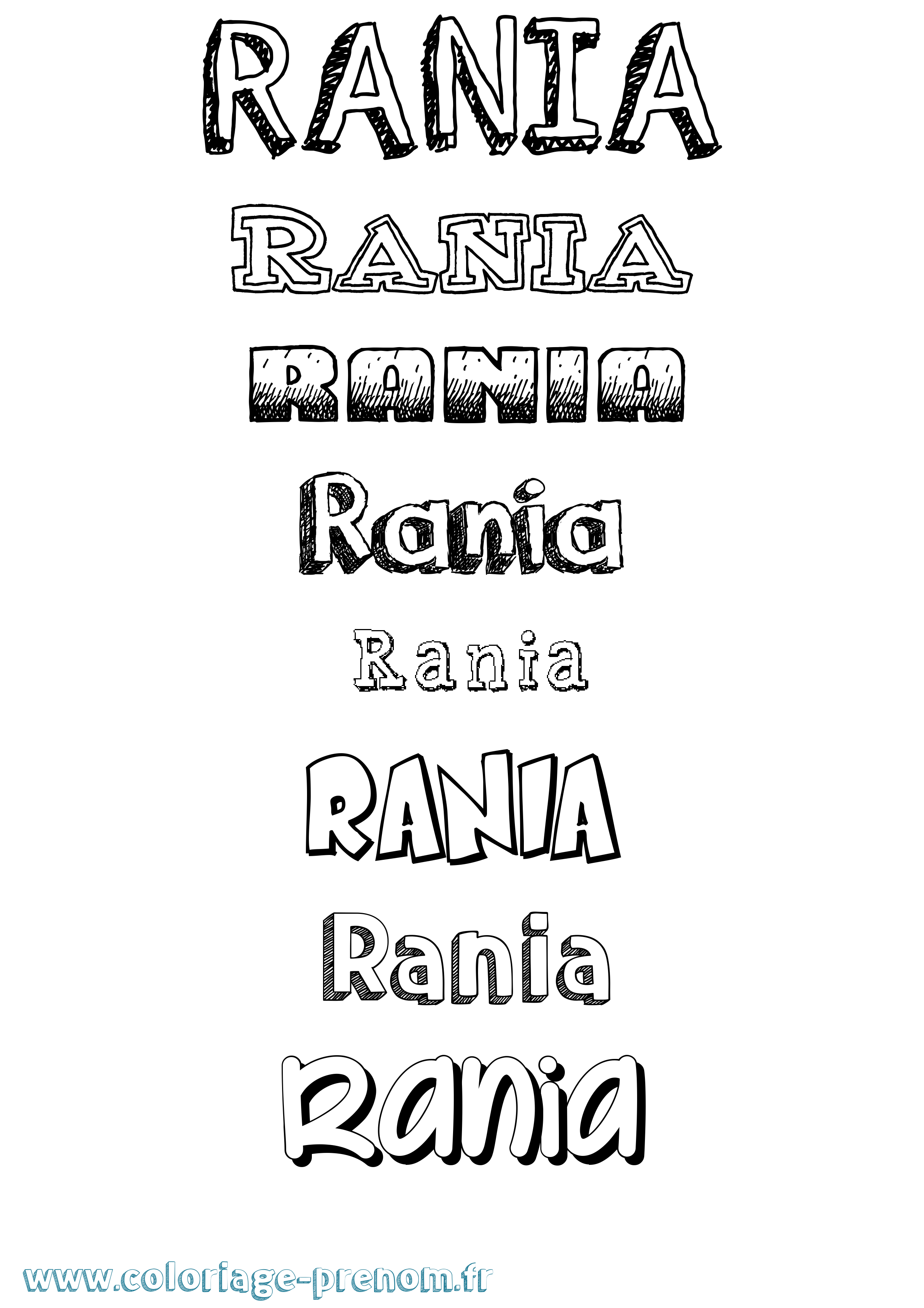 Coloriage Rania Dessiné Coloriage prénom Rania Dessiné