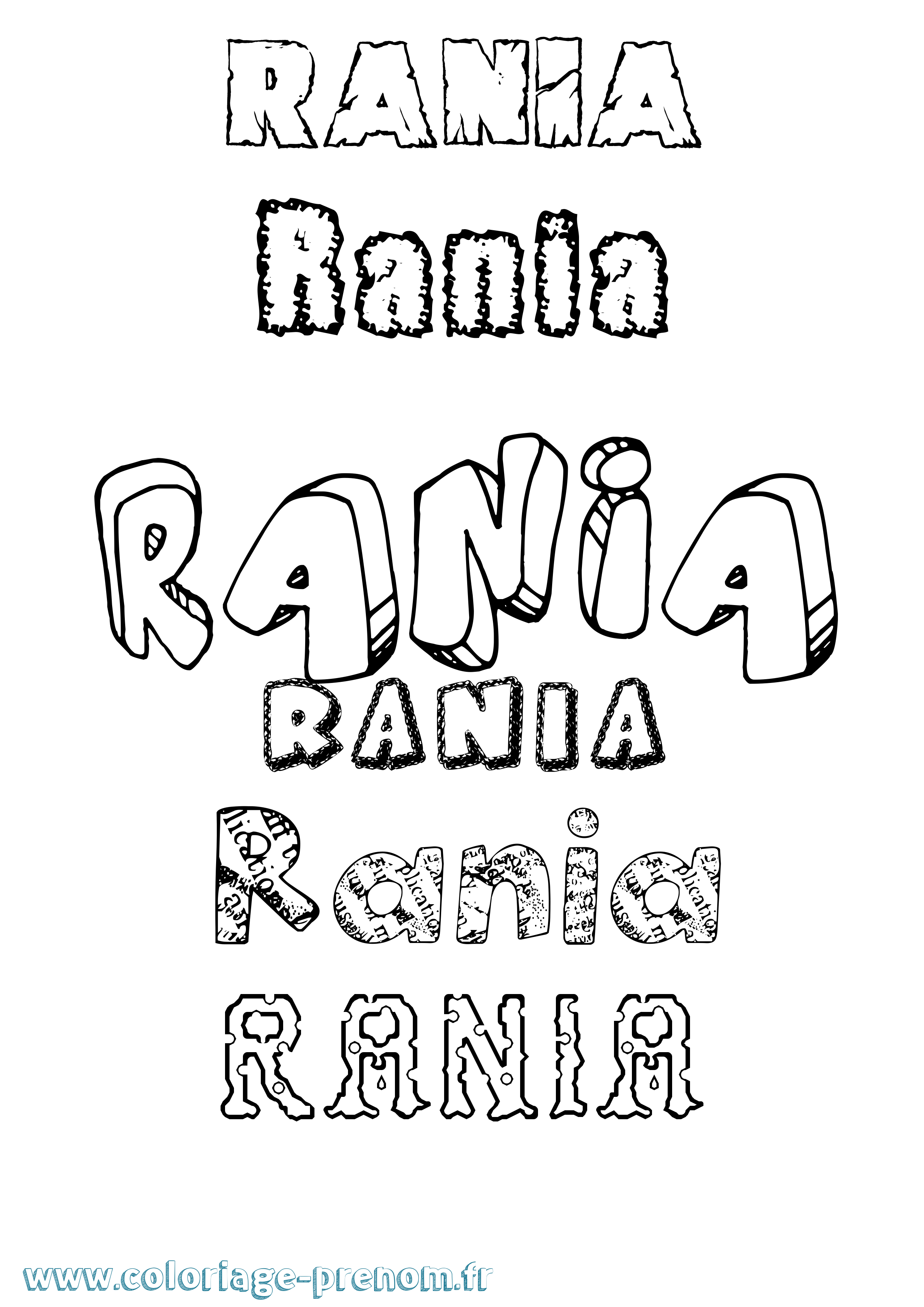 Coloriage Rania Destructuré Coloriage prénom Rania Destructuré