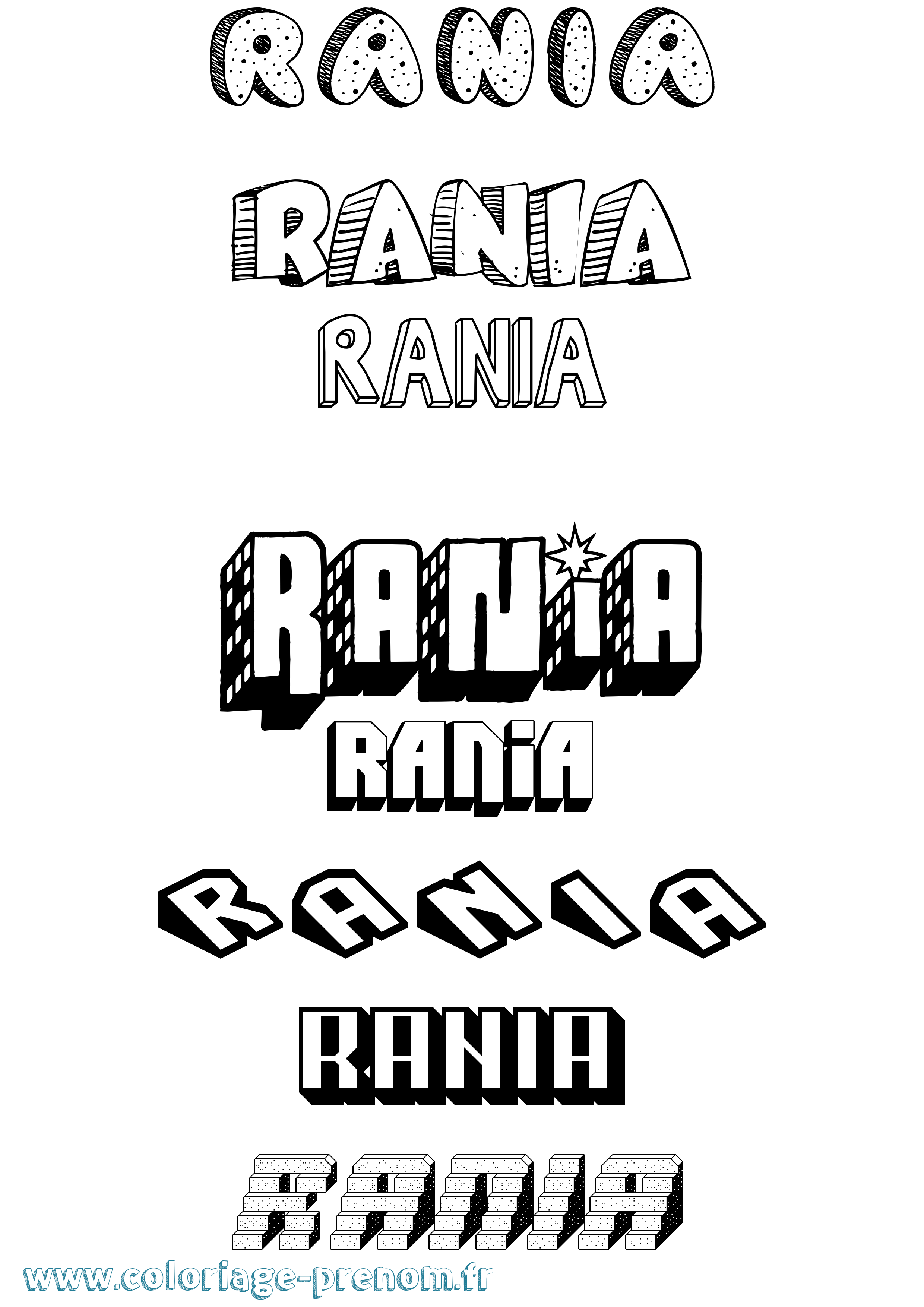 Coloriage Rania Effet 3D Coloriage prénom Rania Effet 3D