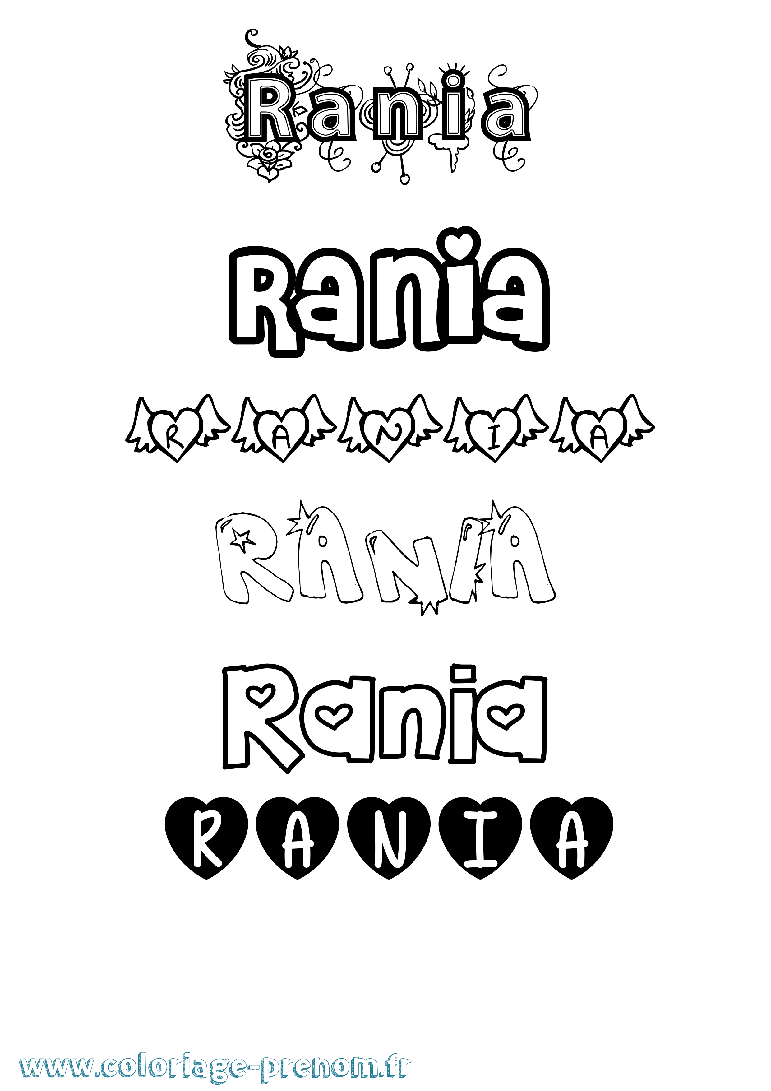 Coloriage Rania Girly Coloriage prénom Rania Girly
