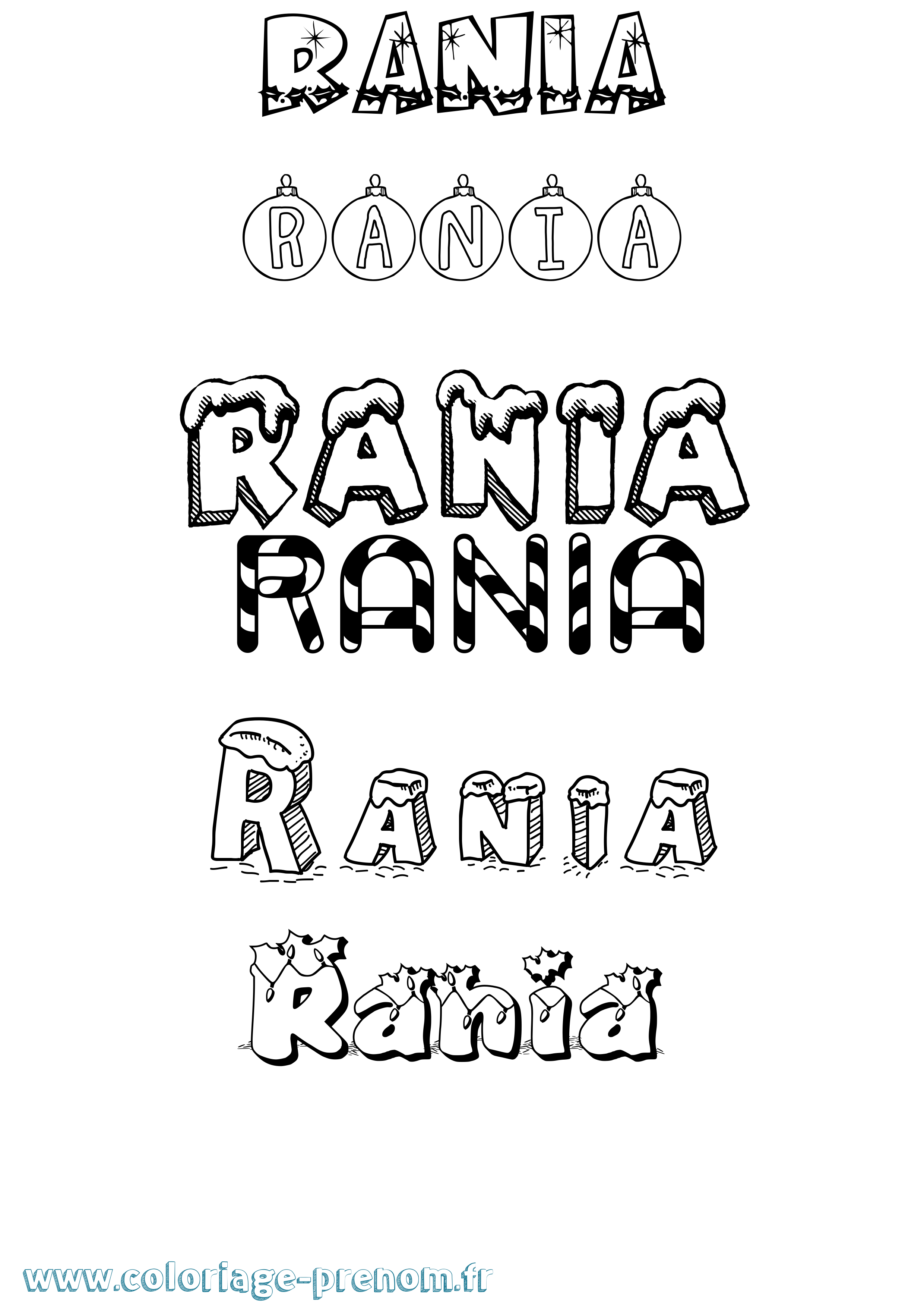 Coloriage Rania Noël Coloriage prénom Rania Noël