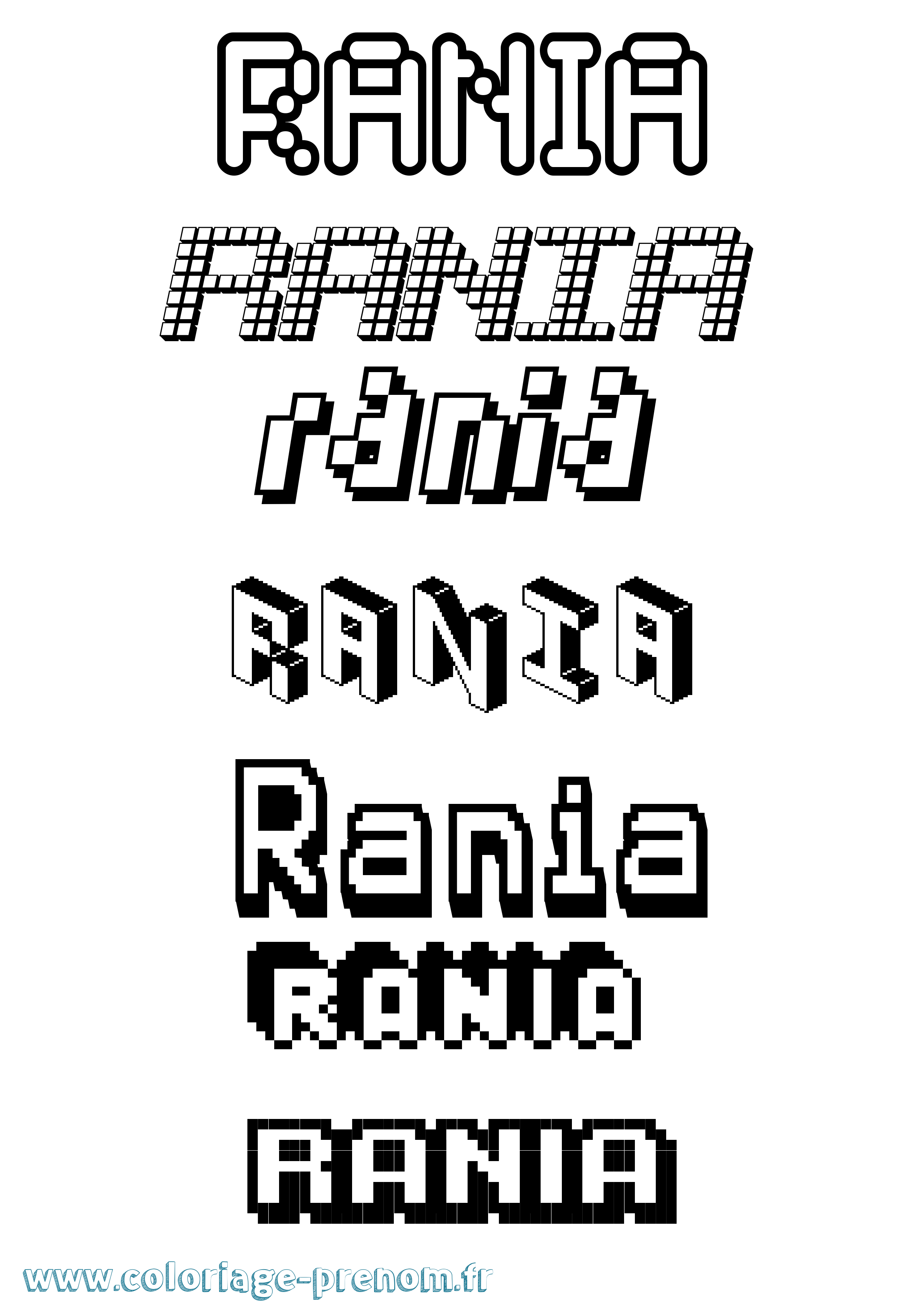 Coloriage Rania Pixel Coloriage prénom Rania Pixel