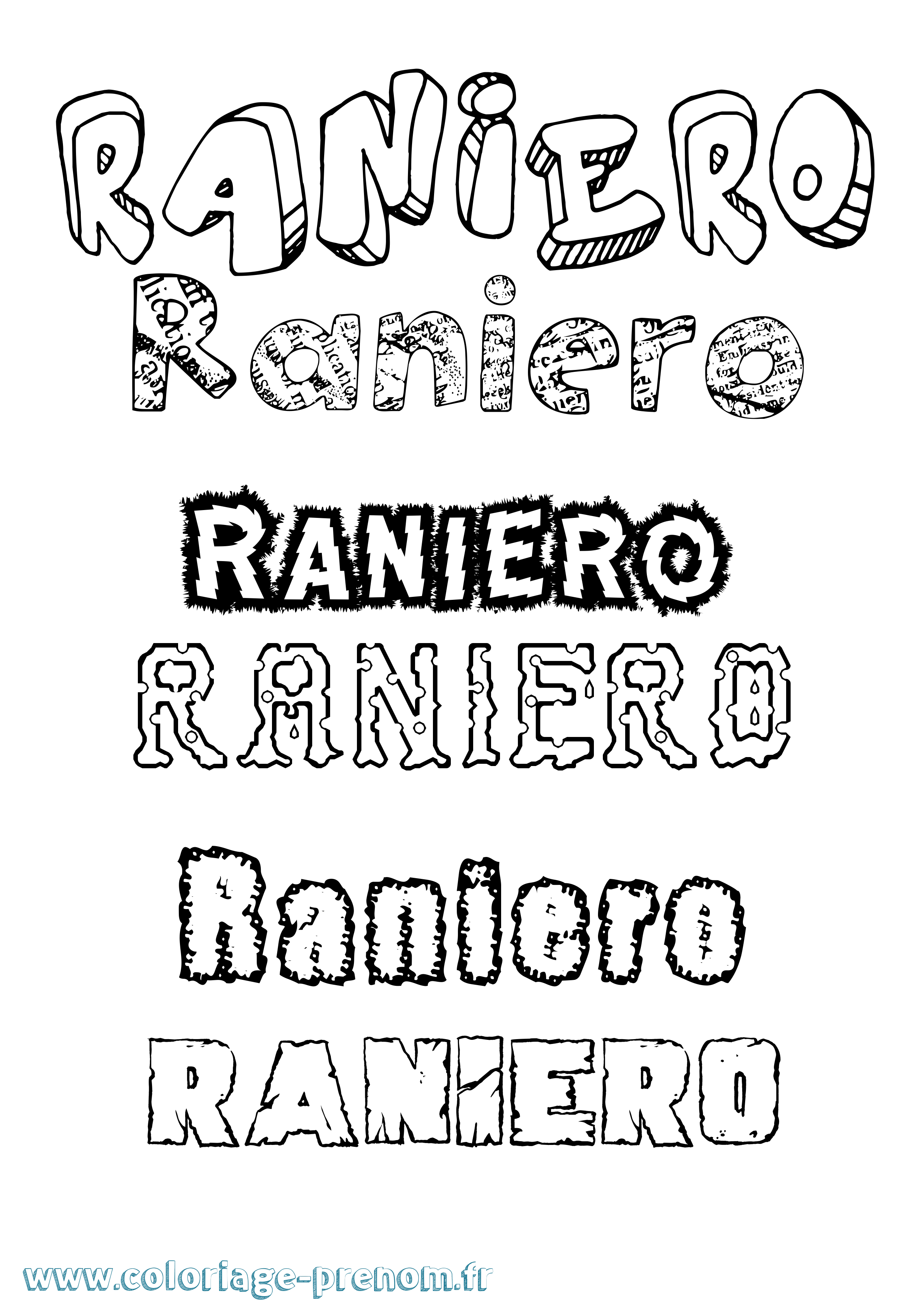Coloriage prénom Raniero Destructuré