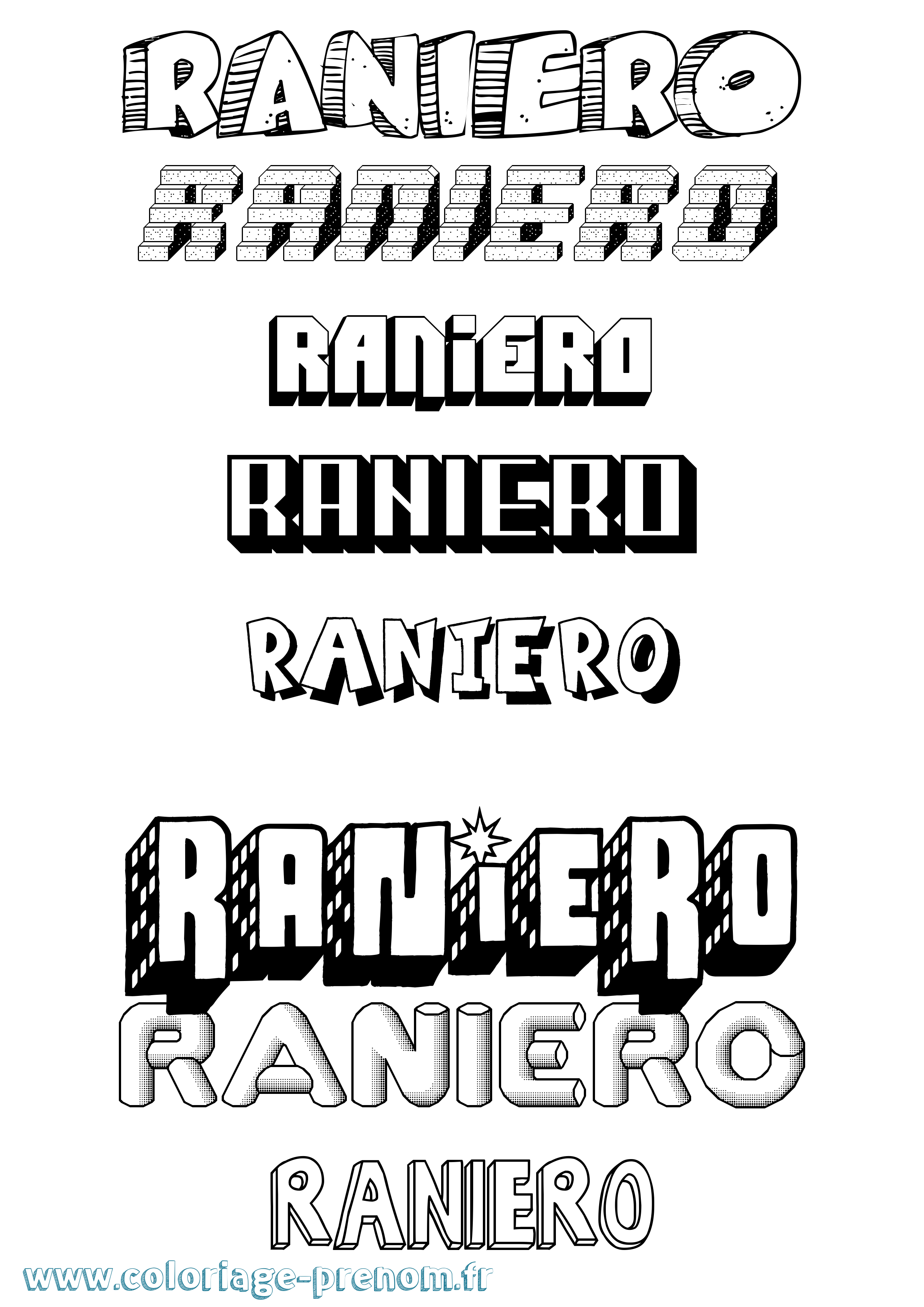 Coloriage prénom Raniero Effet 3D