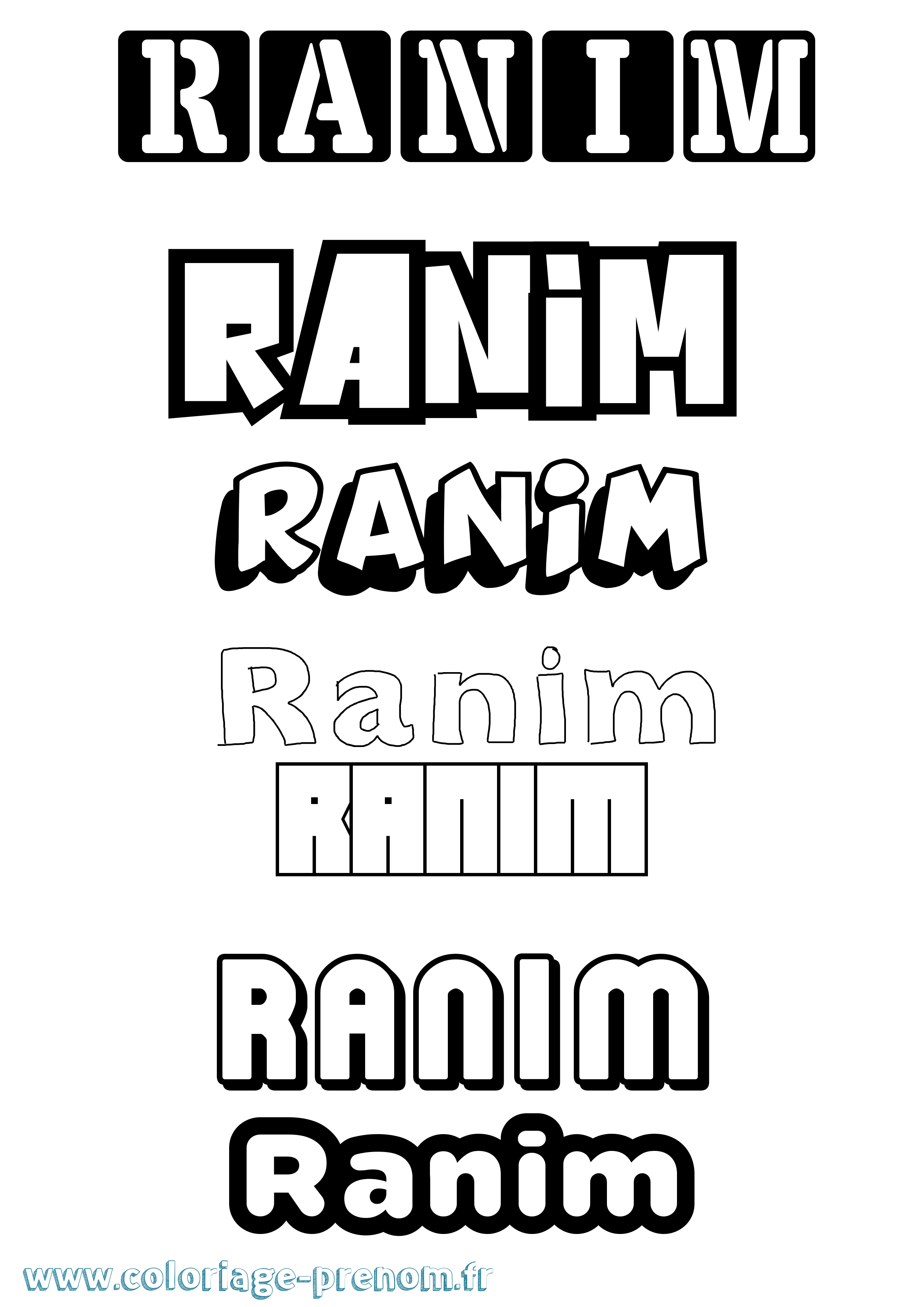 Coloriage prénom Ranim