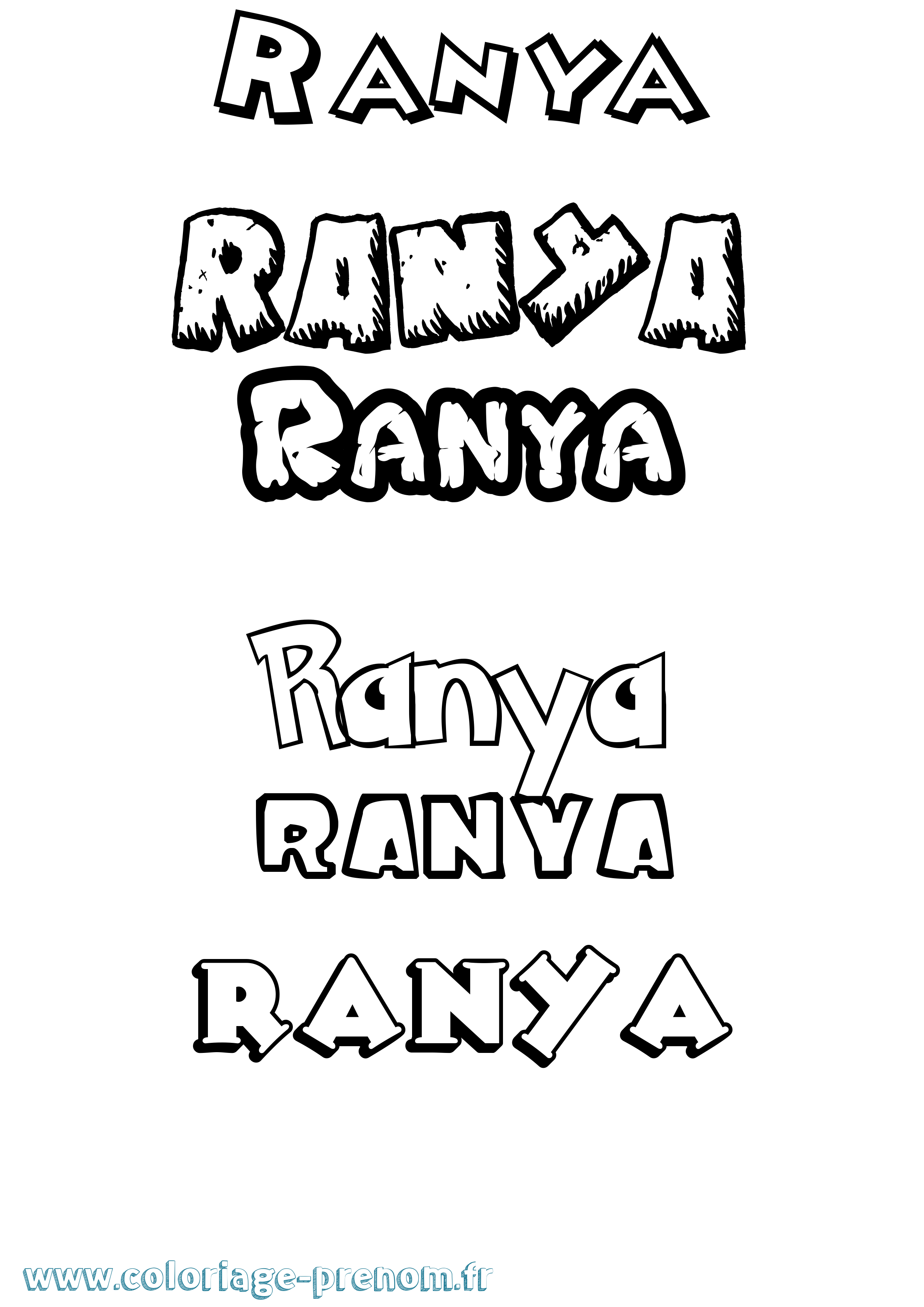 Coloriage prénom Ranya Dessin Animé
