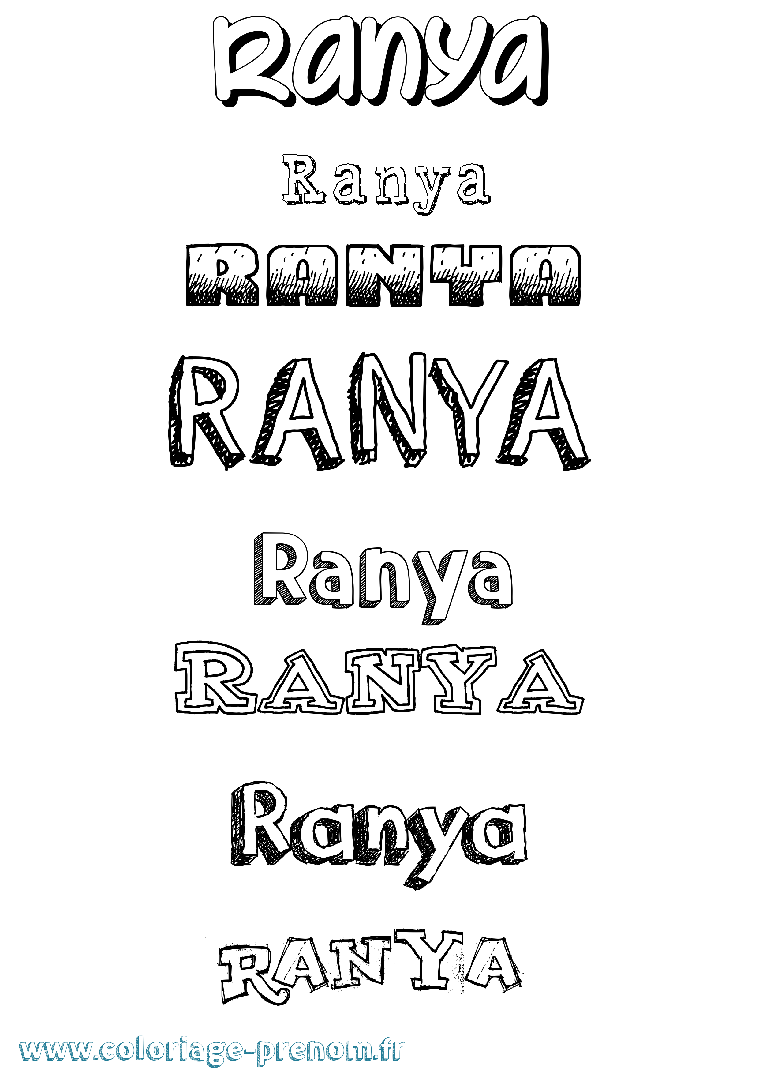 Coloriage prénom Ranya Dessiné