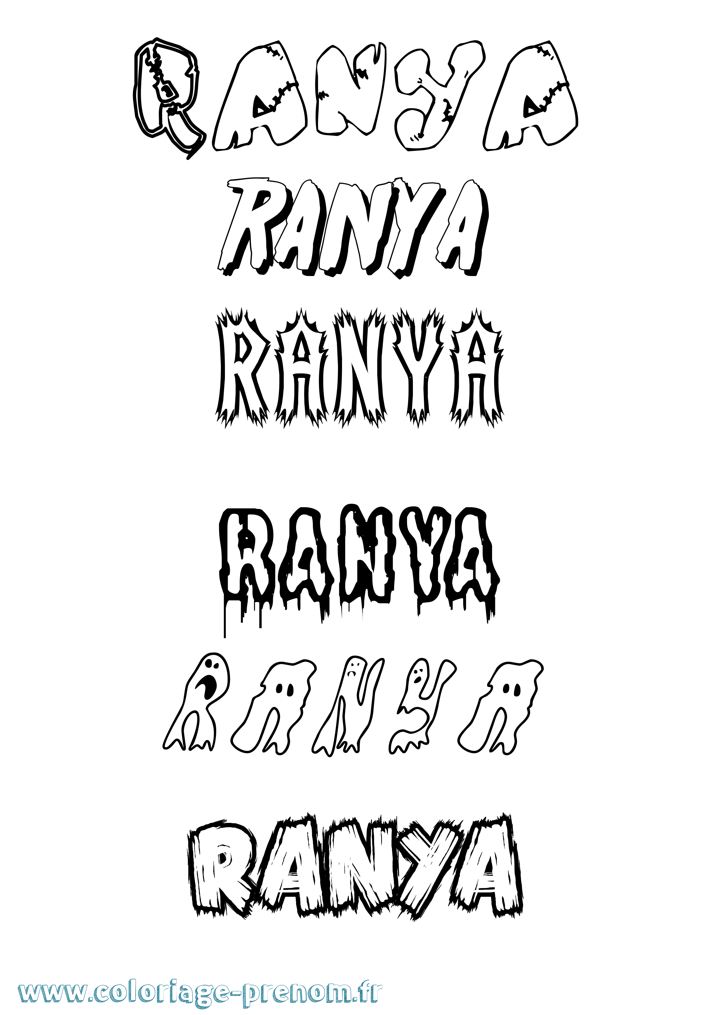 Coloriage prénom Ranya Frisson