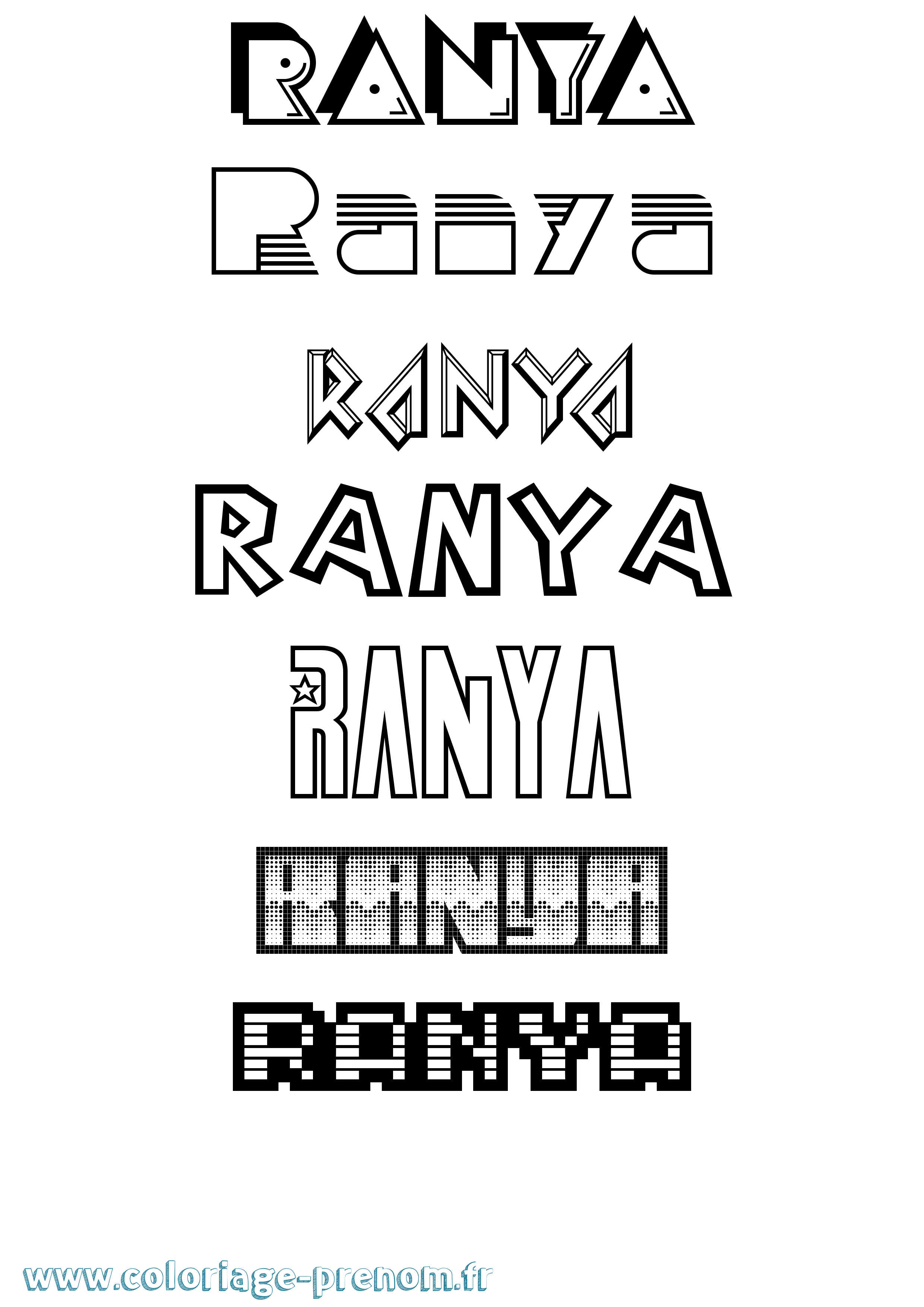 Coloriage prénom Ranya