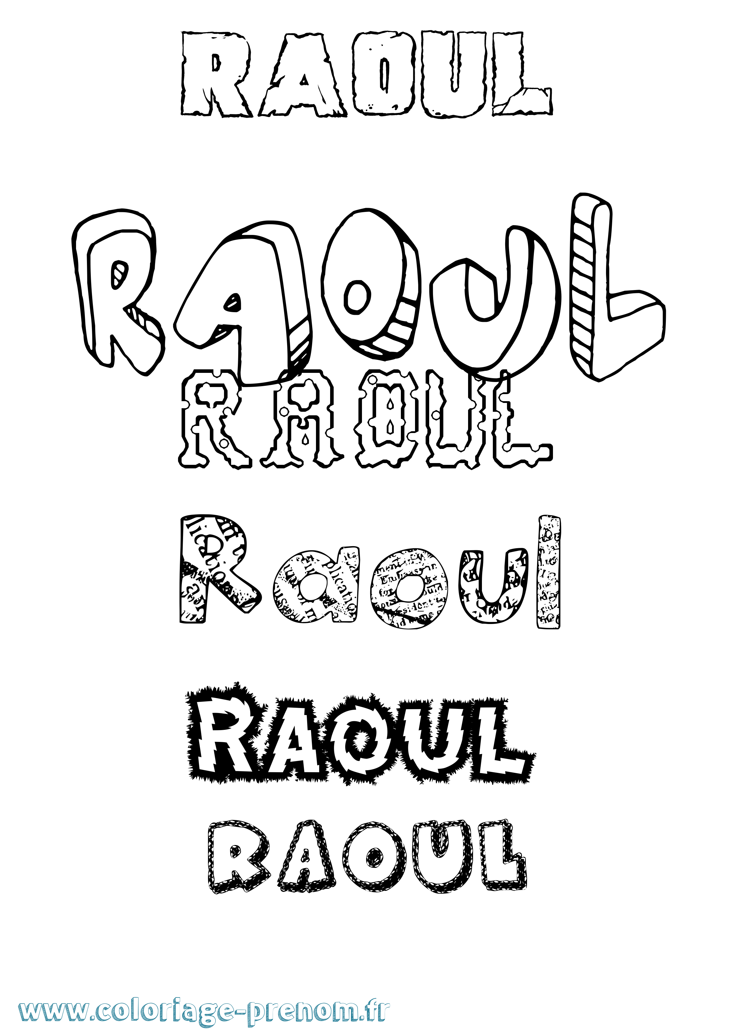 Coloriage prénom Raoul Destructuré