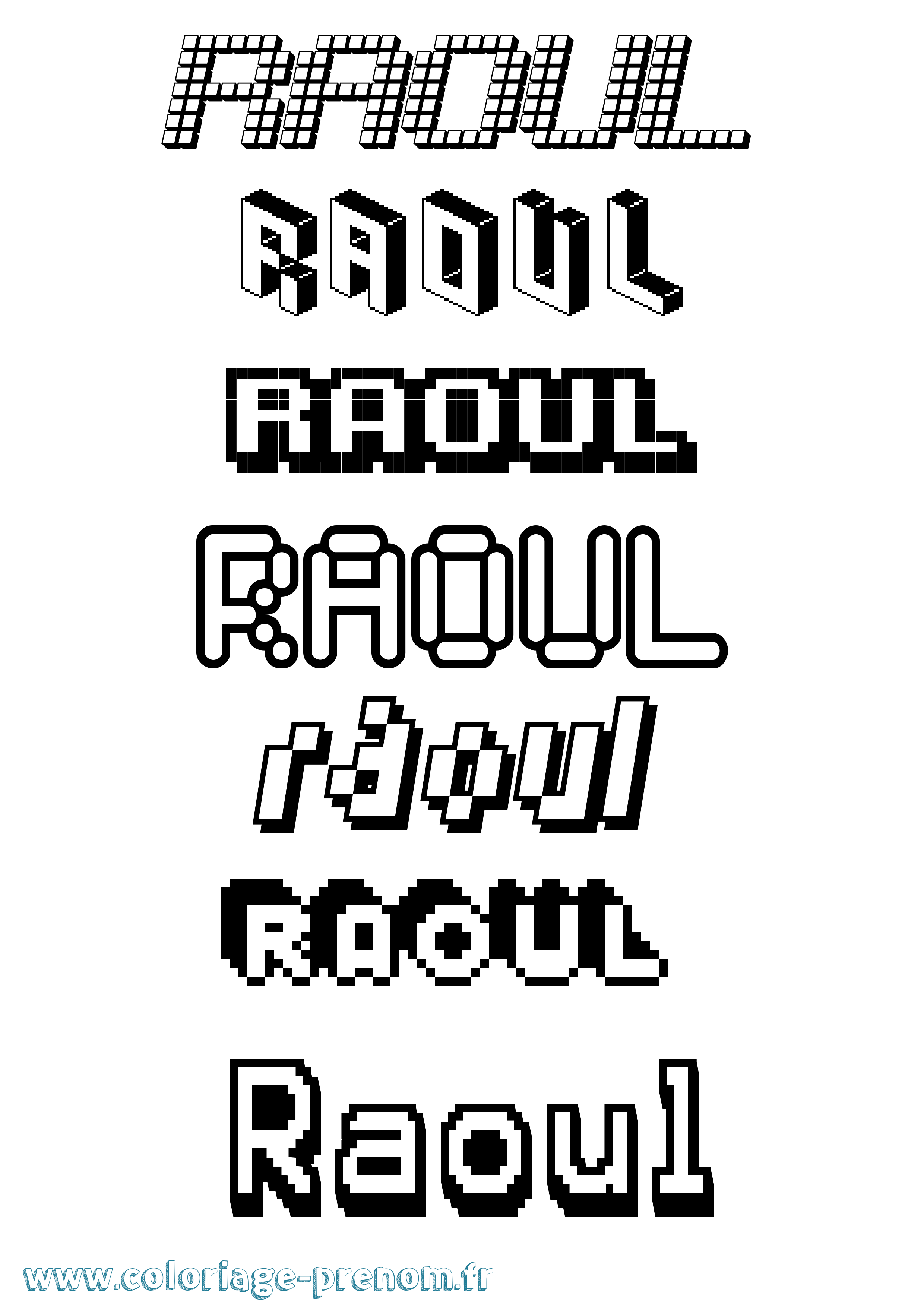 Coloriage prénom Raoul Pixel