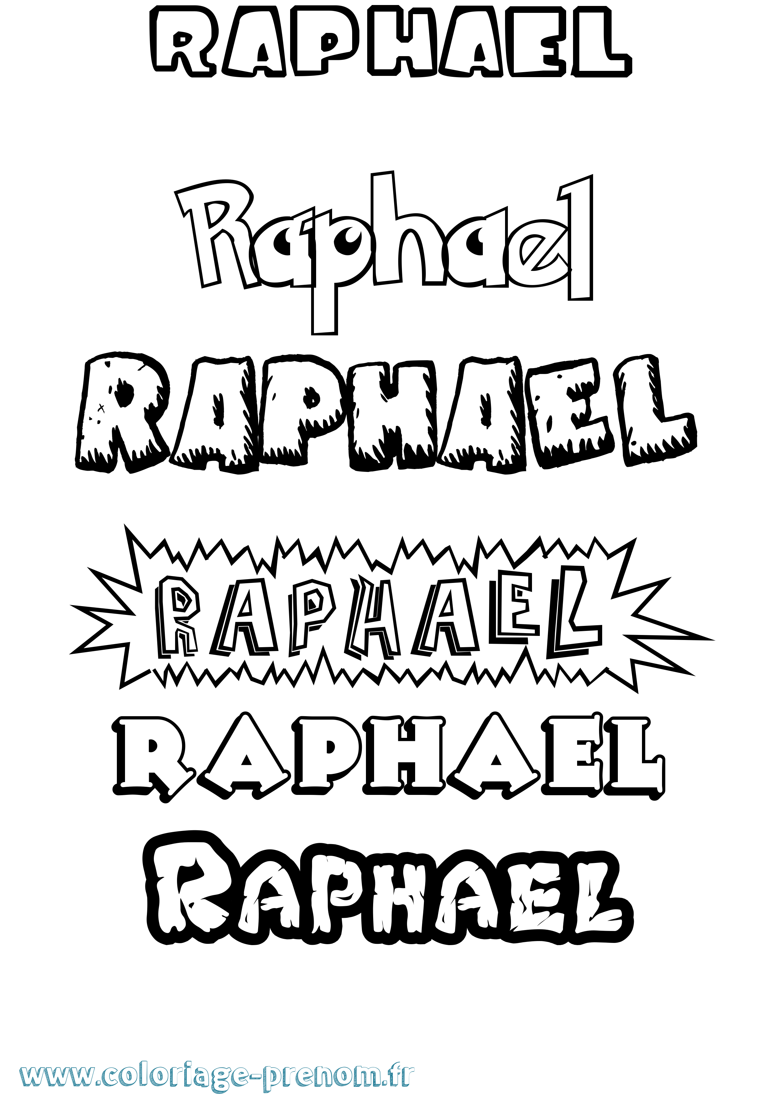 Coloriage prénom Raphael Dessin Animé