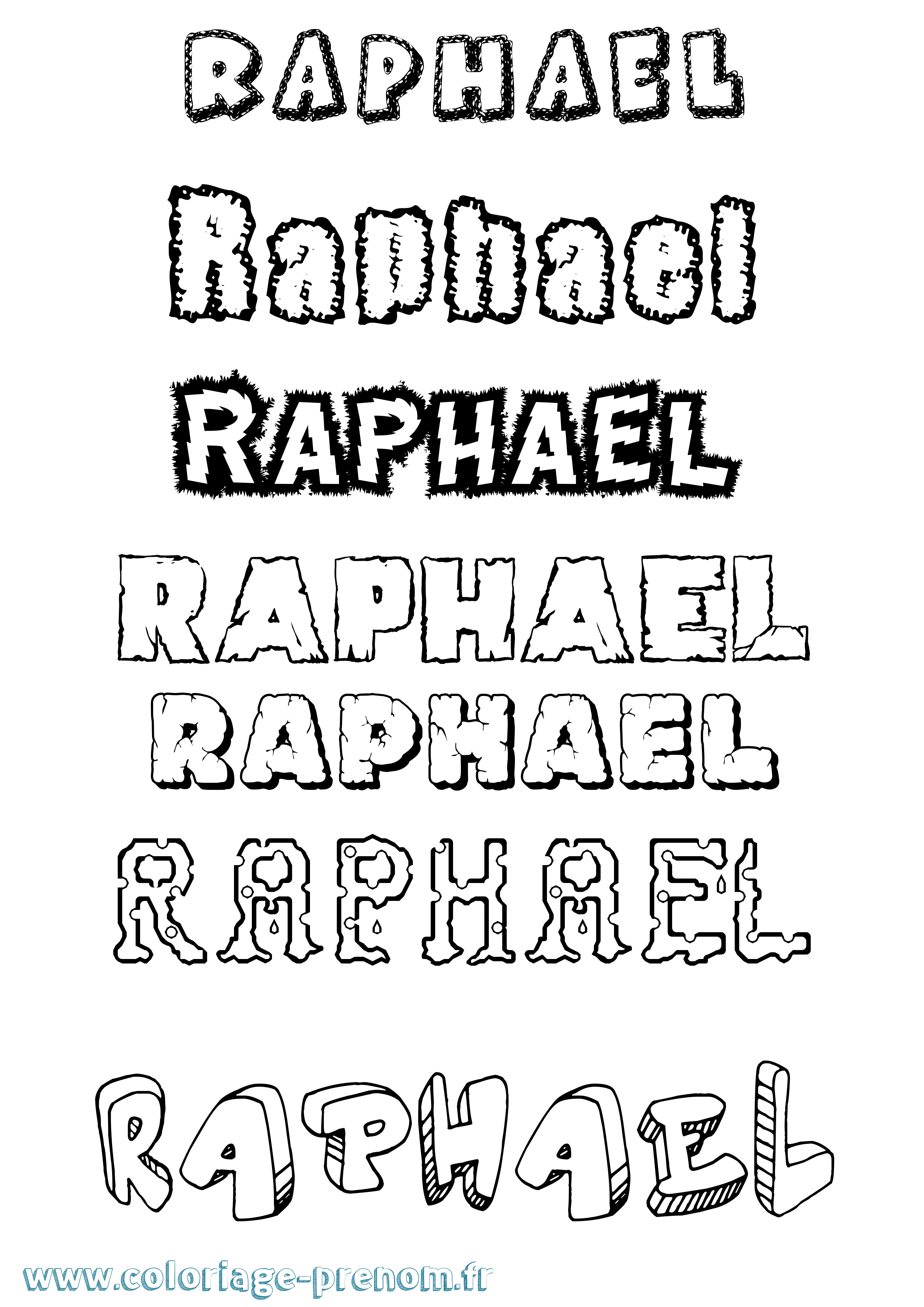 Coloriage prénom Raphael Destructuré