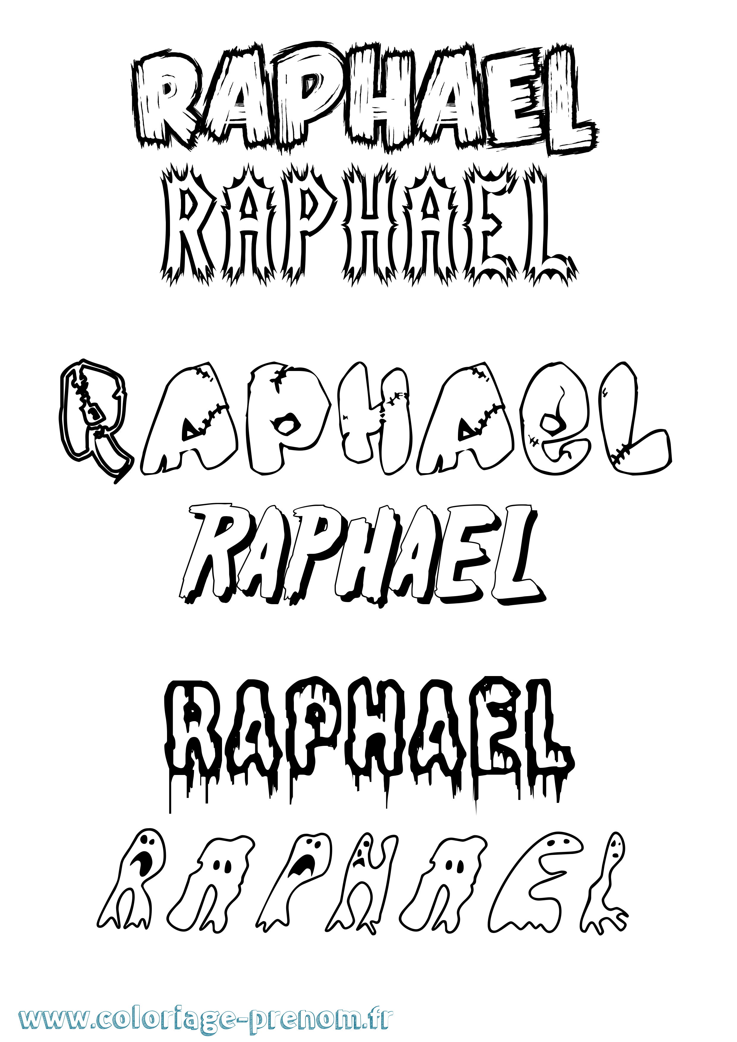 Coloriage prénom Raphael Frisson