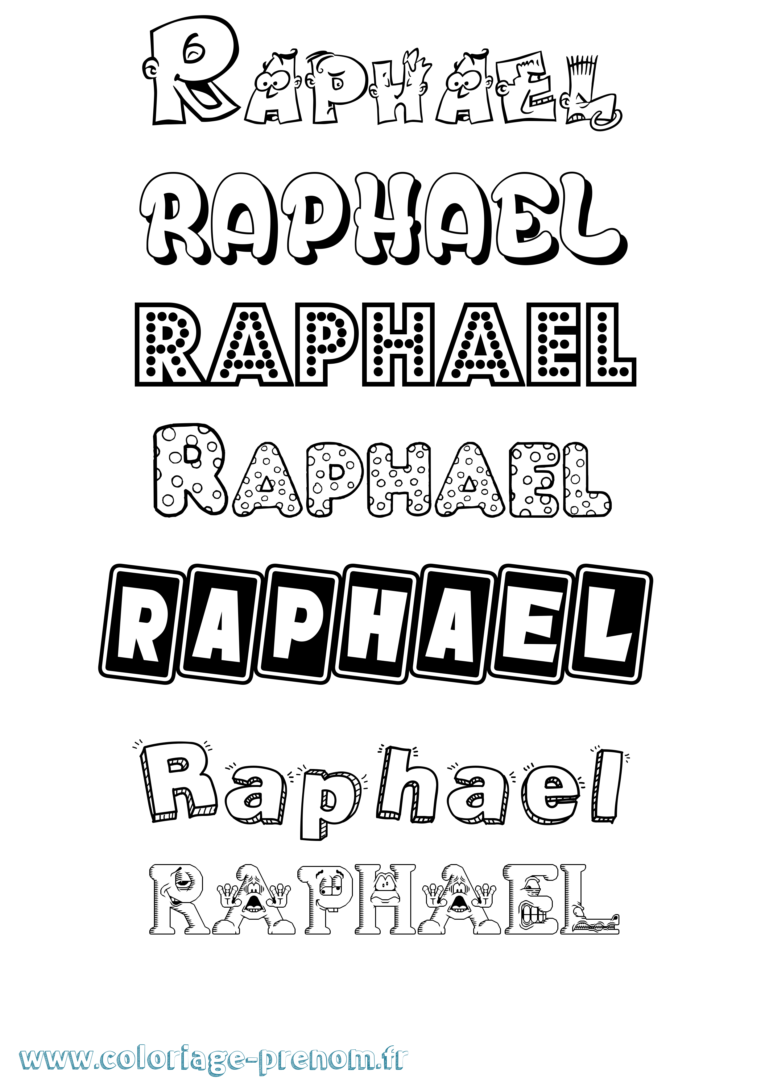 Coloriage prénom Raphael Fun