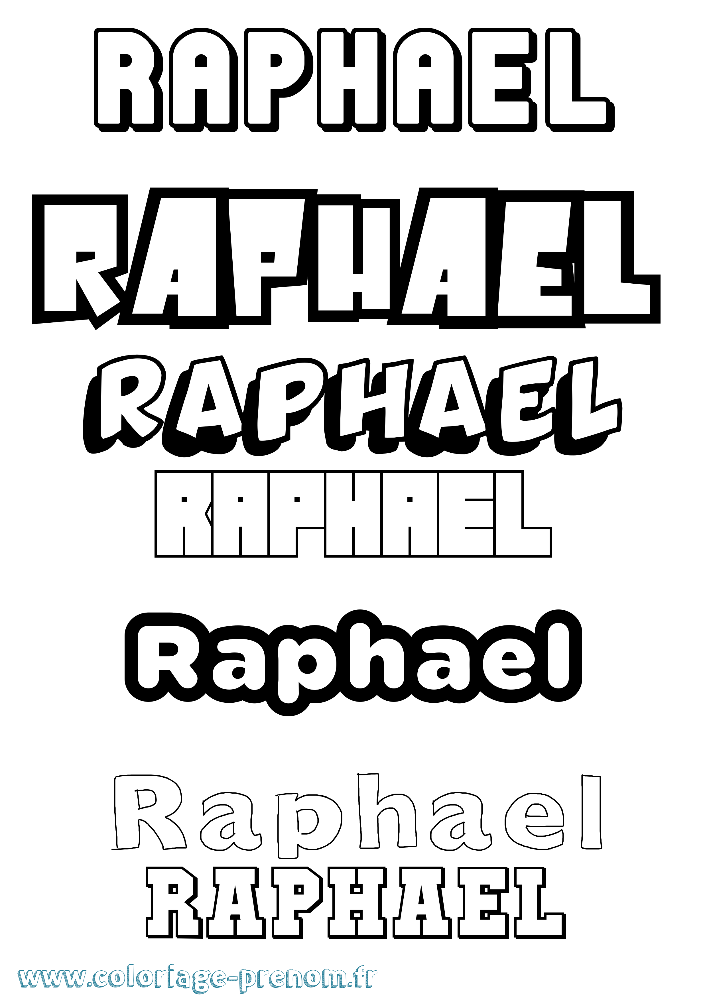 Coloriage prénom Raphael Simple