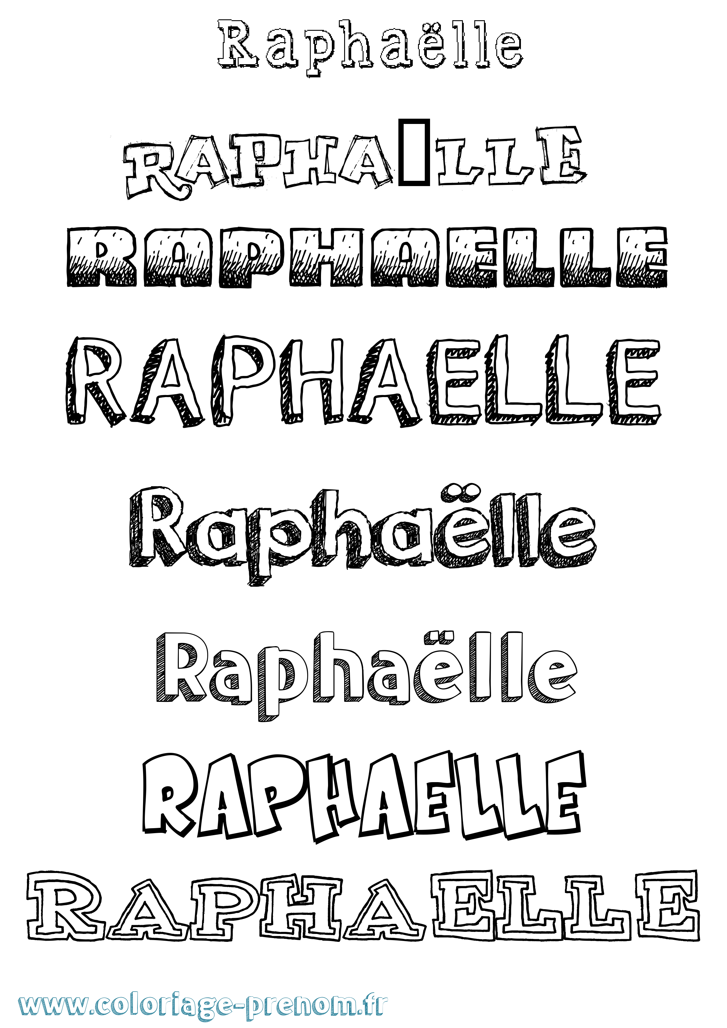 Coloriage prénom Raphaëlle Dessiné