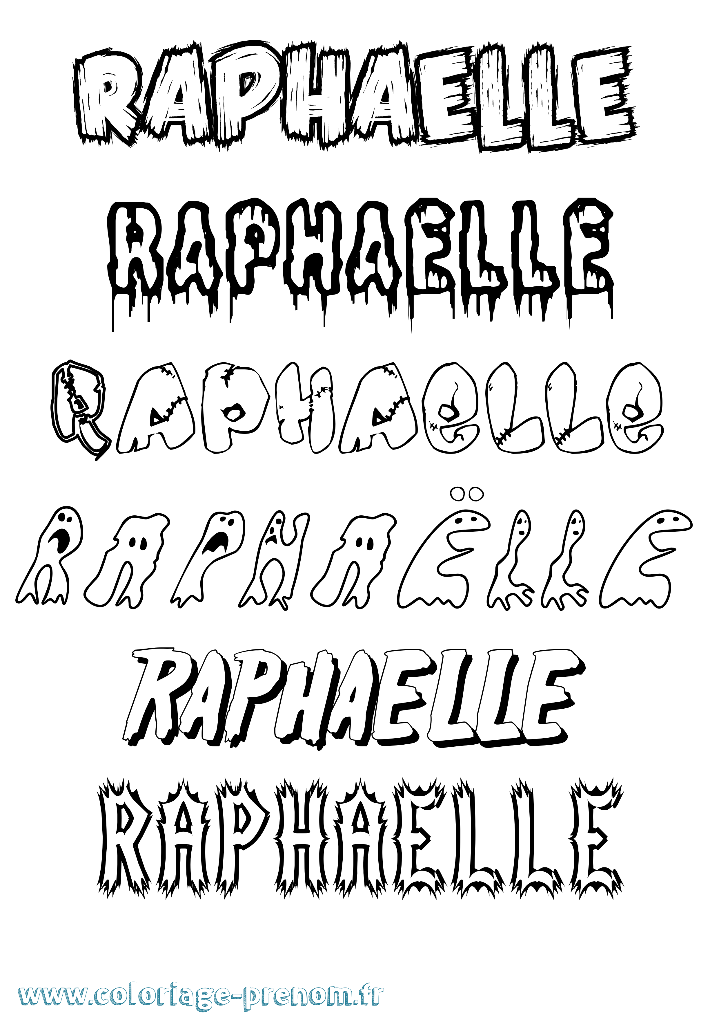 Coloriage prénom Raphaëlle Frisson