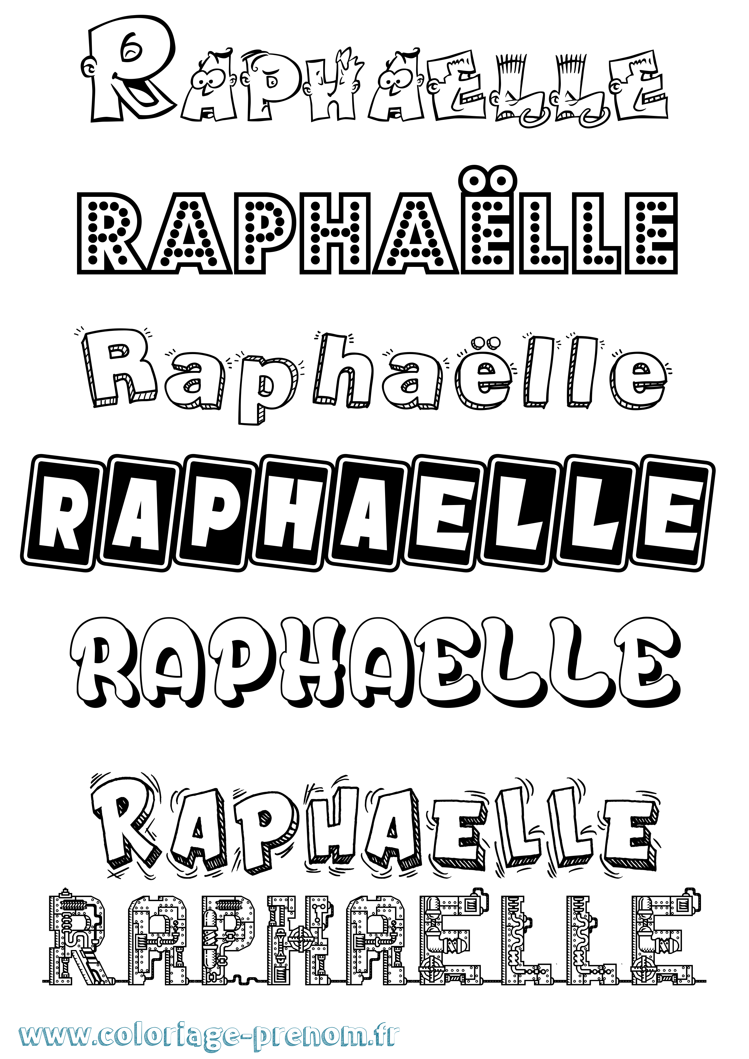 Coloriage prénom Raphaëlle Fun