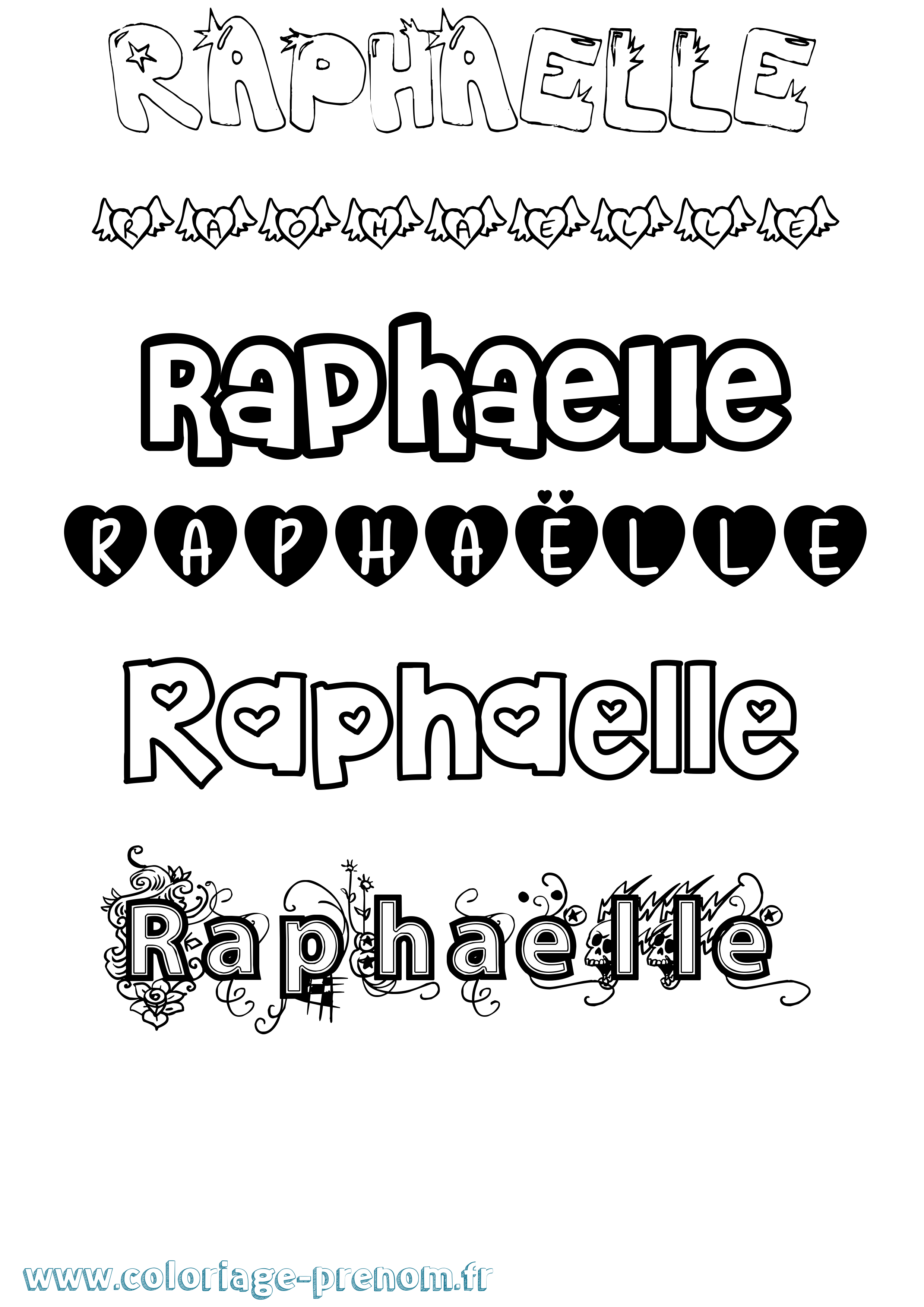 Coloriage prénom Raphaëlle Girly