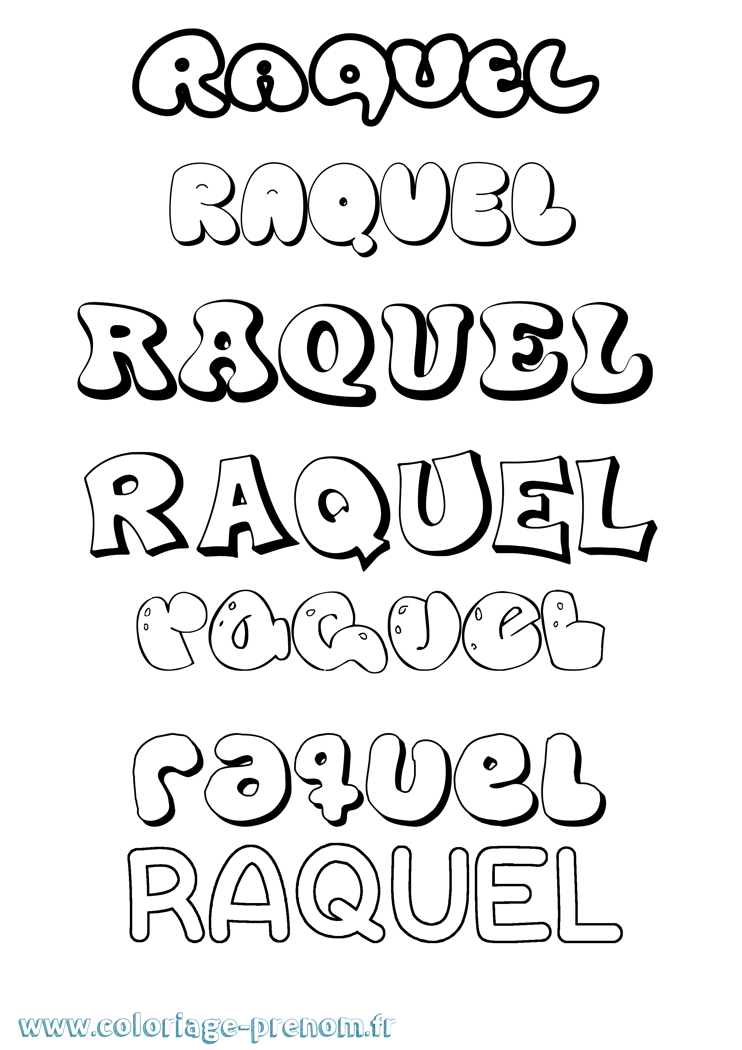 Coloriage prénom Raquel Bubble