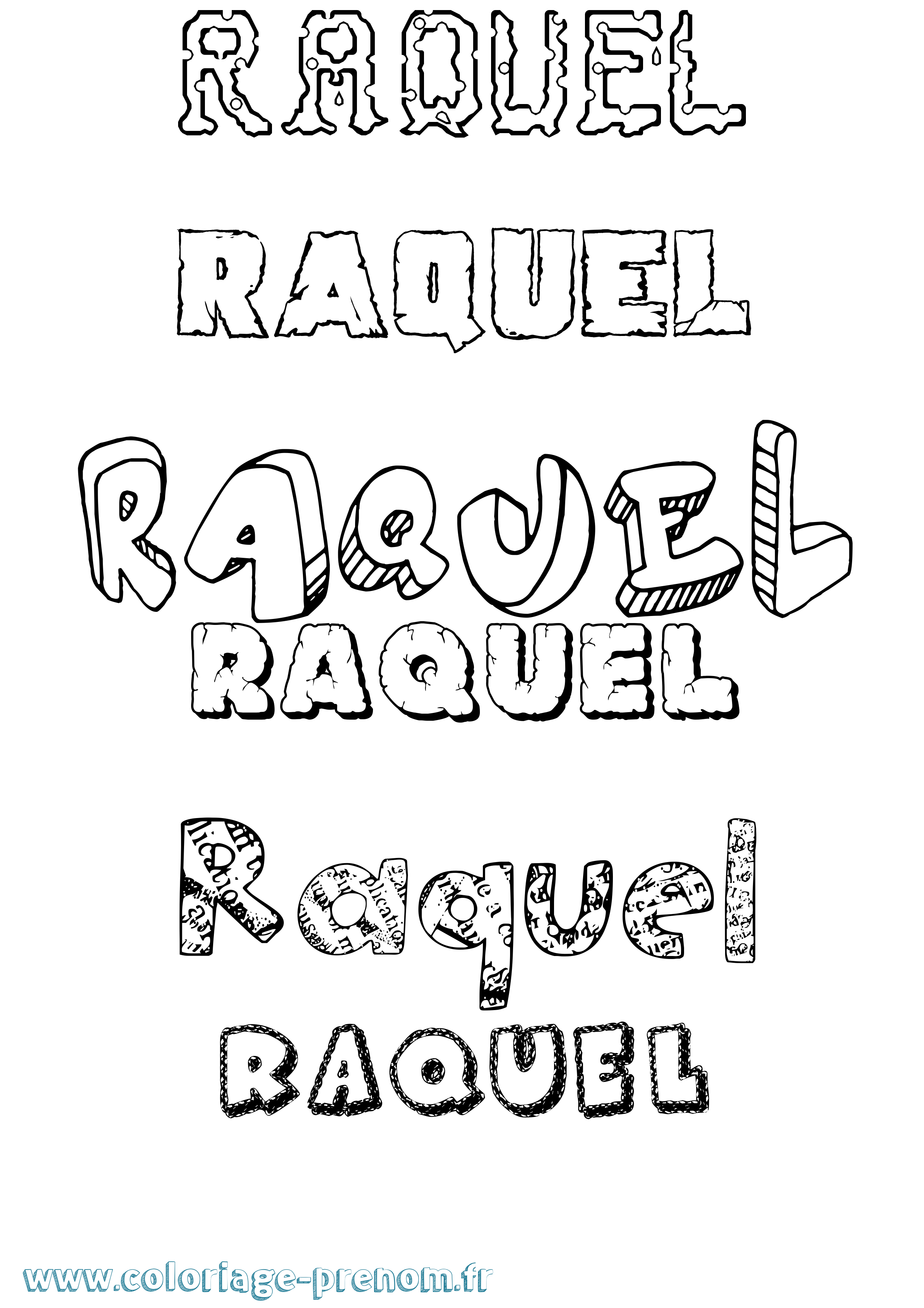 Coloriage prénom Raquel Destructuré