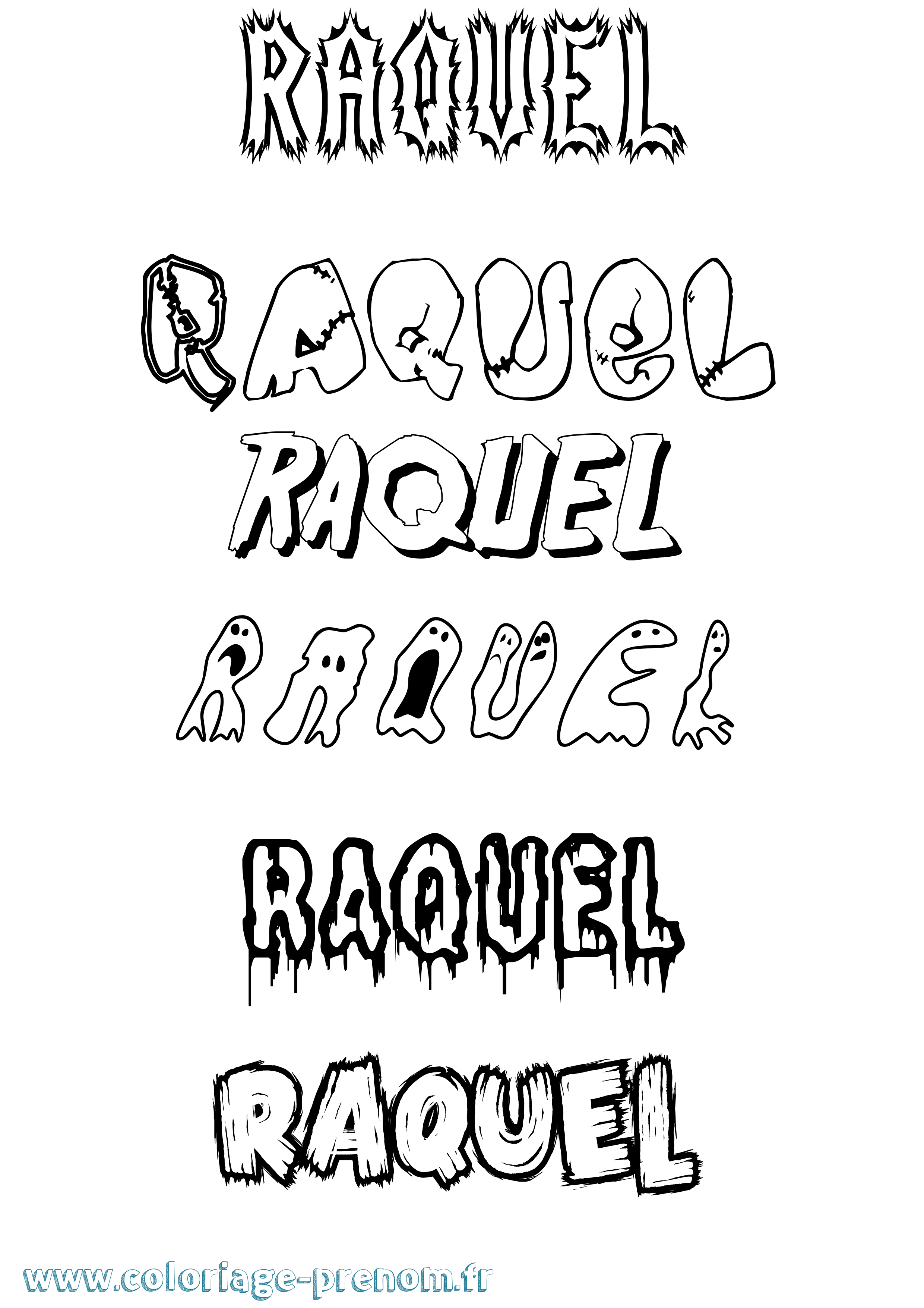 Coloriage prénom Raquel Frisson