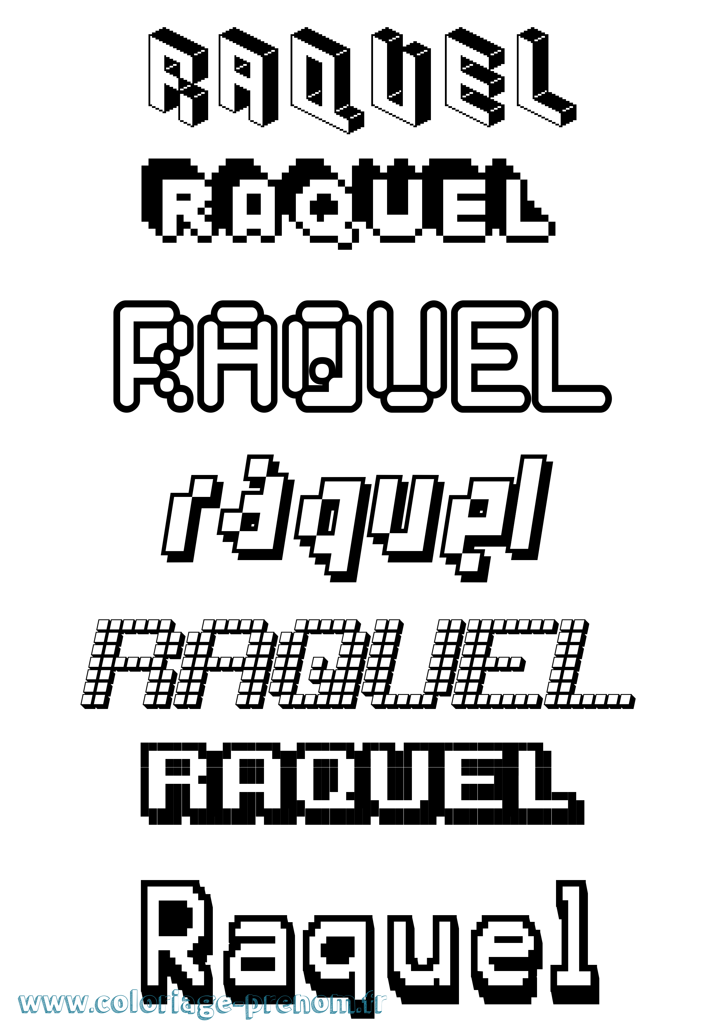 Coloriage prénom Raquel Pixel