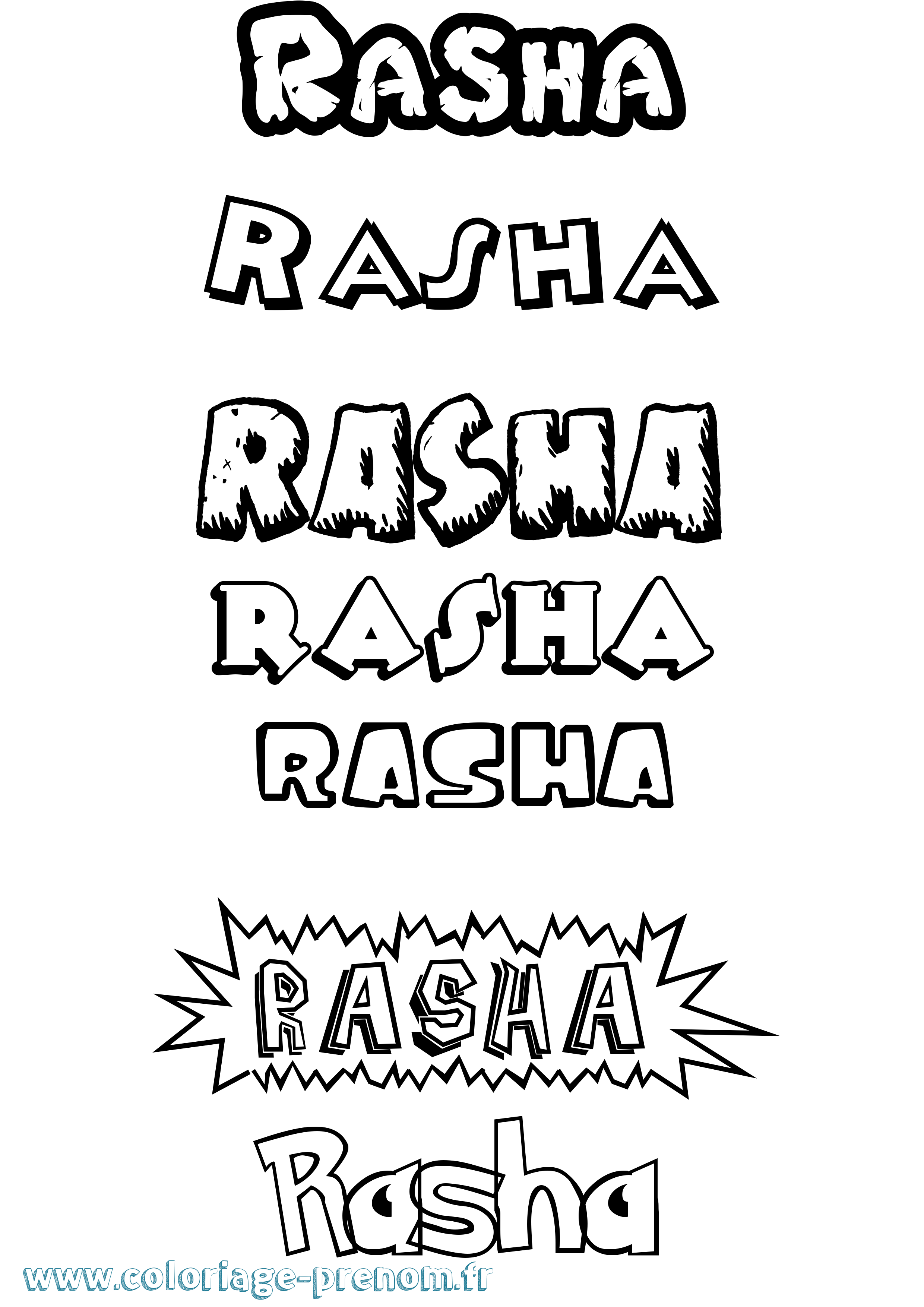 Coloriage prénom Rasha Dessin Animé
