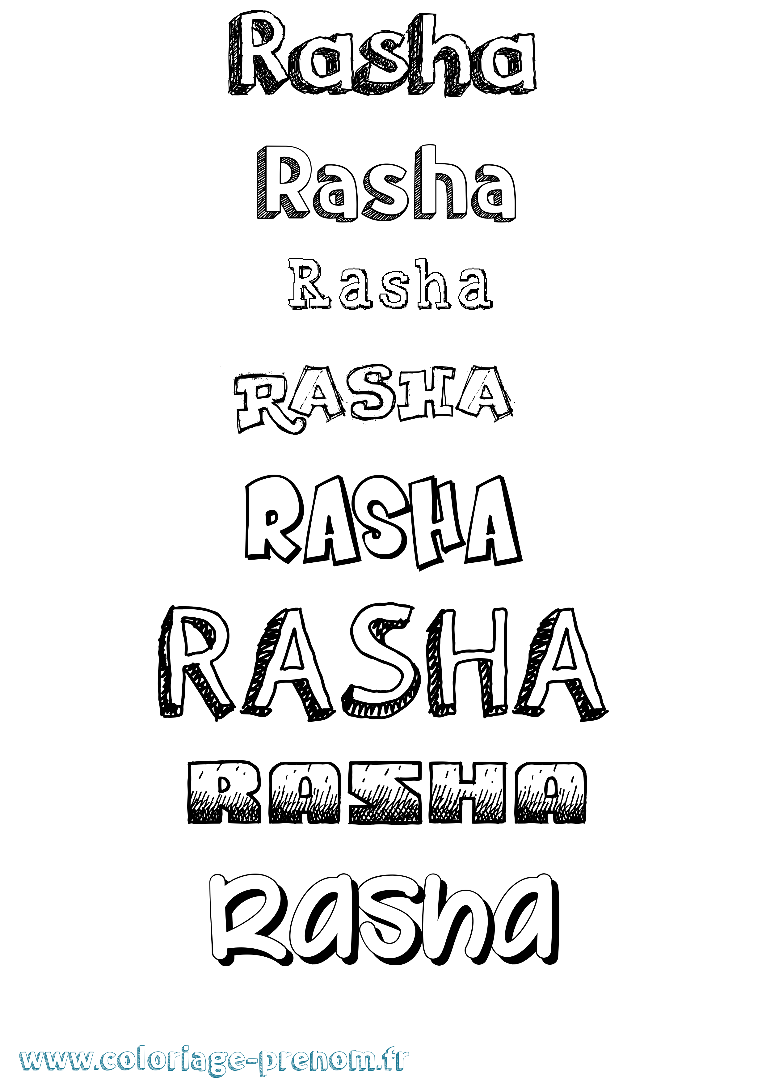 Coloriage prénom Rasha Dessiné