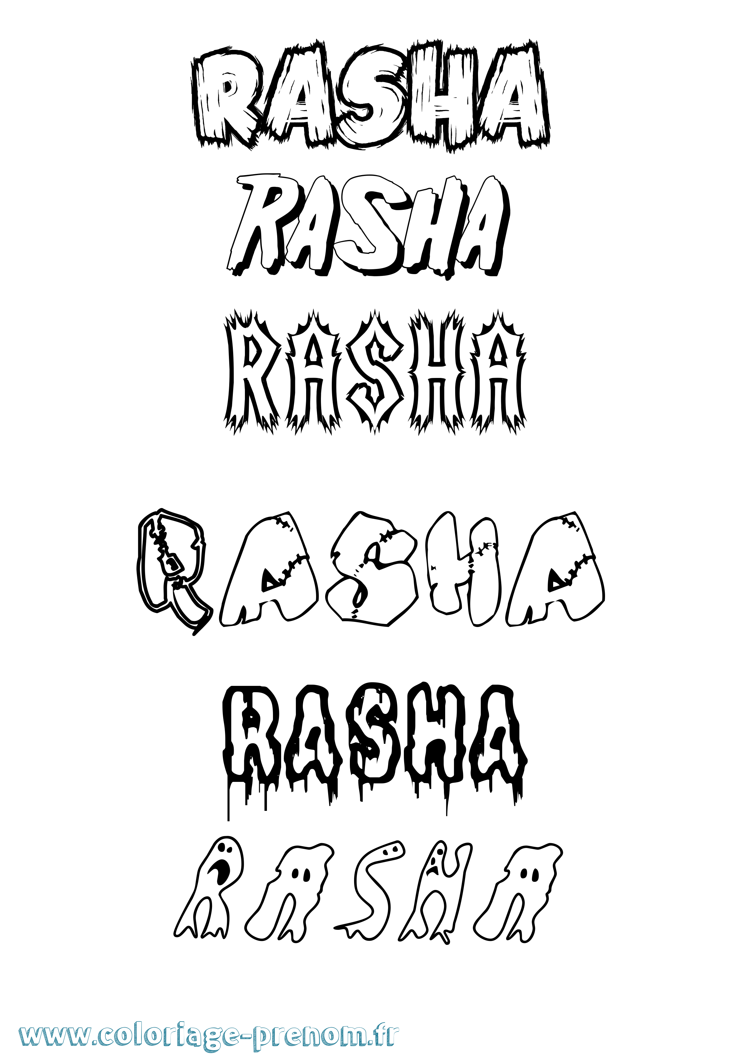 Coloriage prénom Rasha Frisson