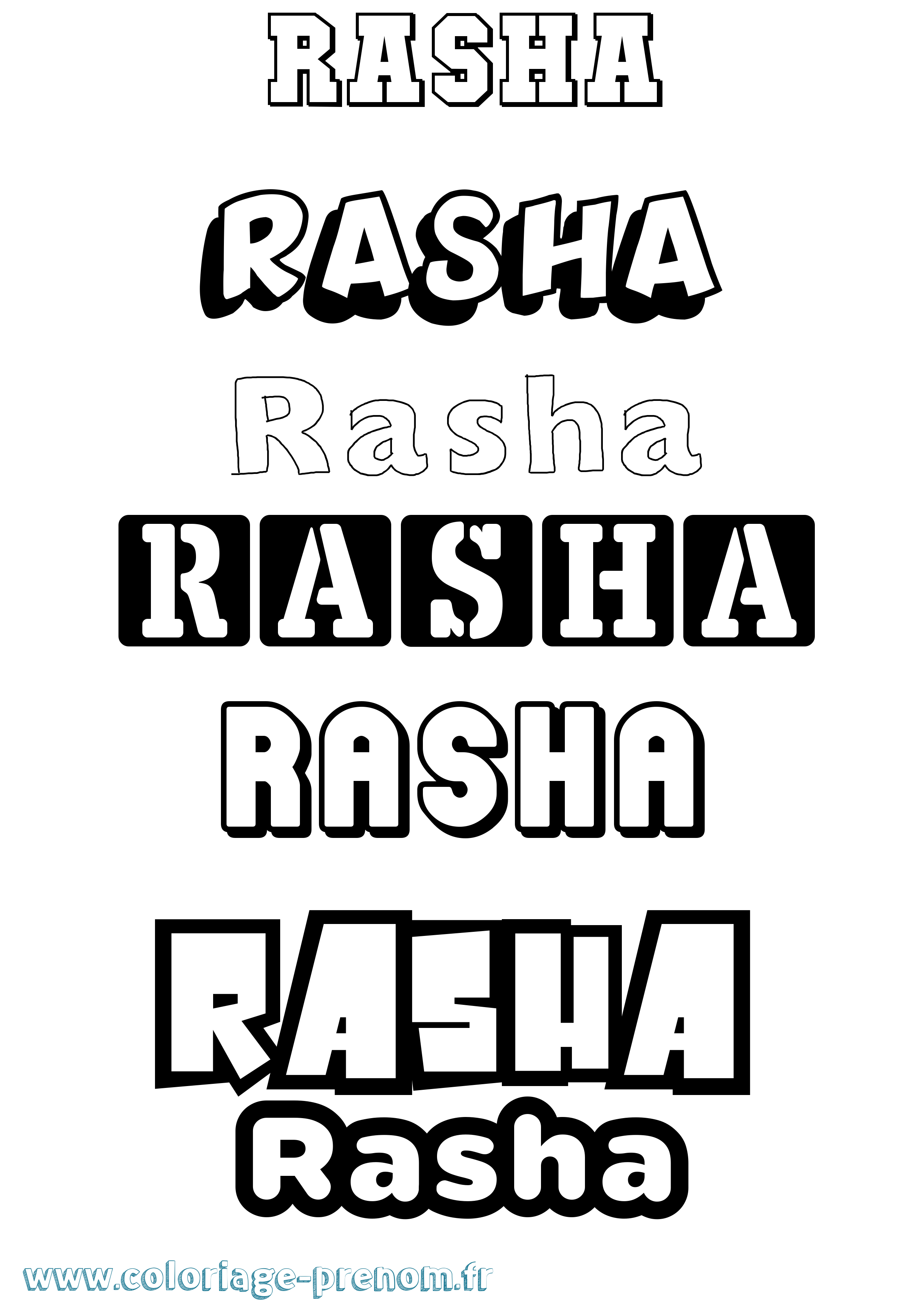 Coloriage prénom Rasha Simple