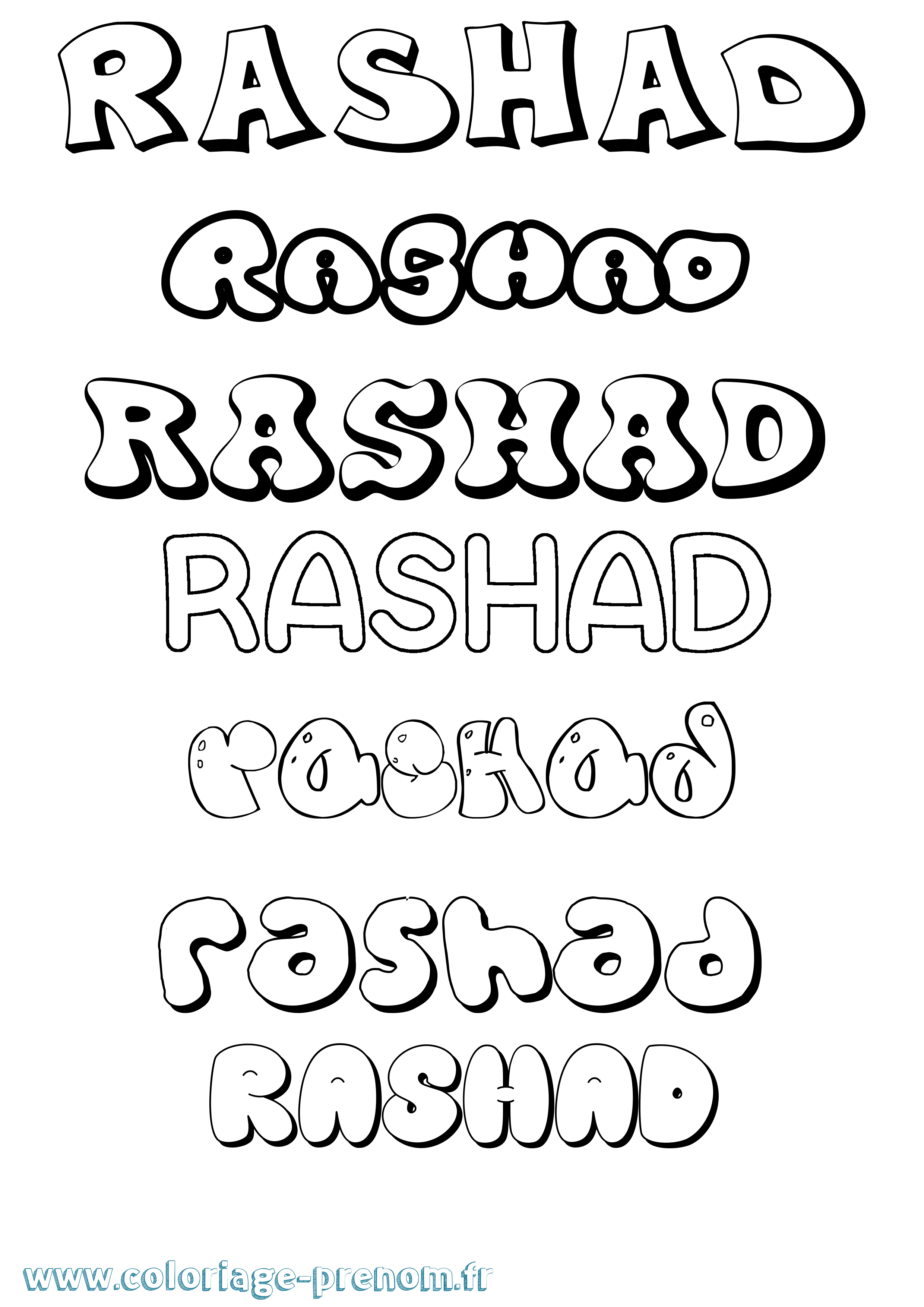 Coloriage Rashad Bubble Coloriage prénom Rashad Bubble