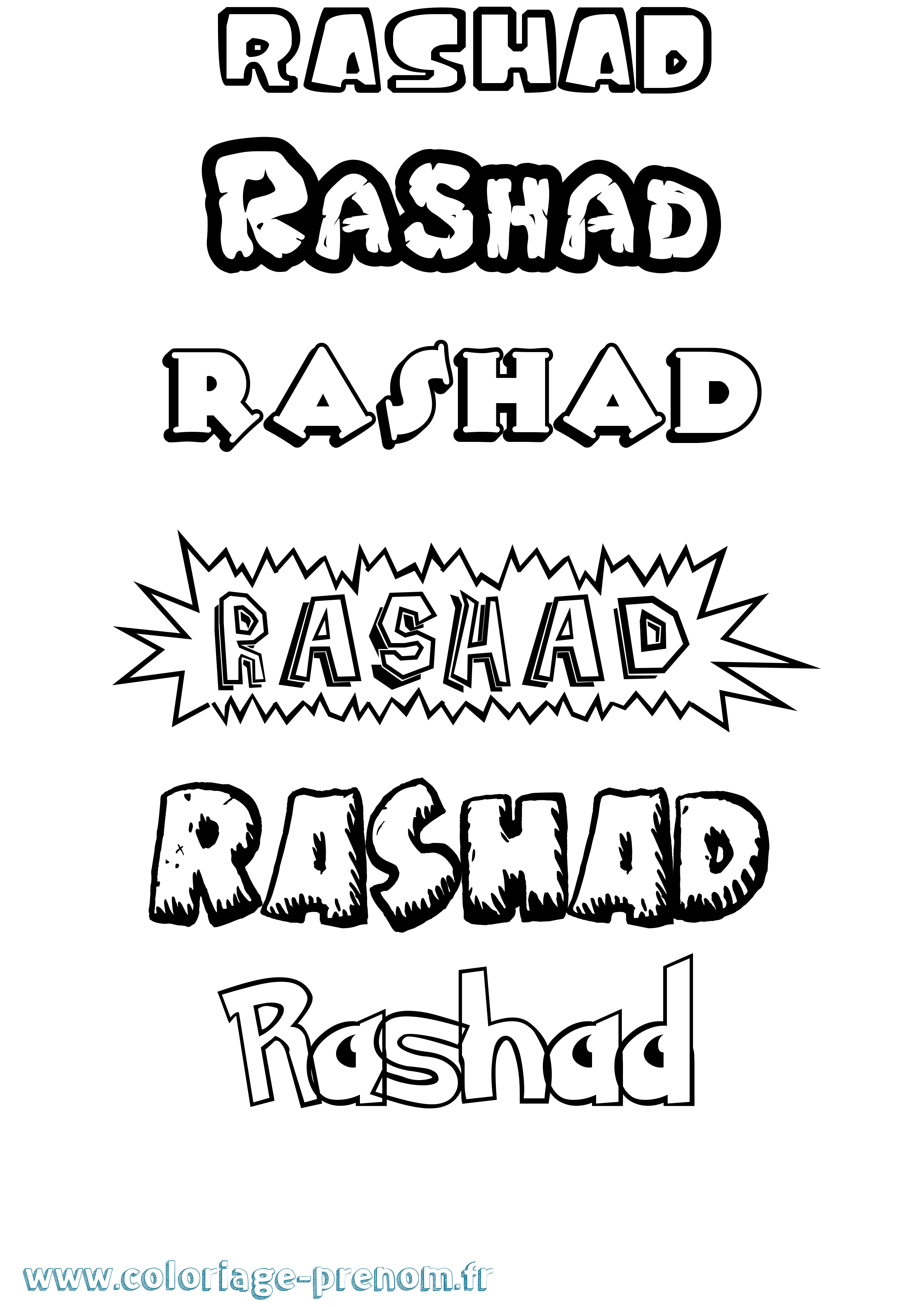 Coloriage Rashad Dessin Animé Coloriage prénom Rashad Dessin Animé