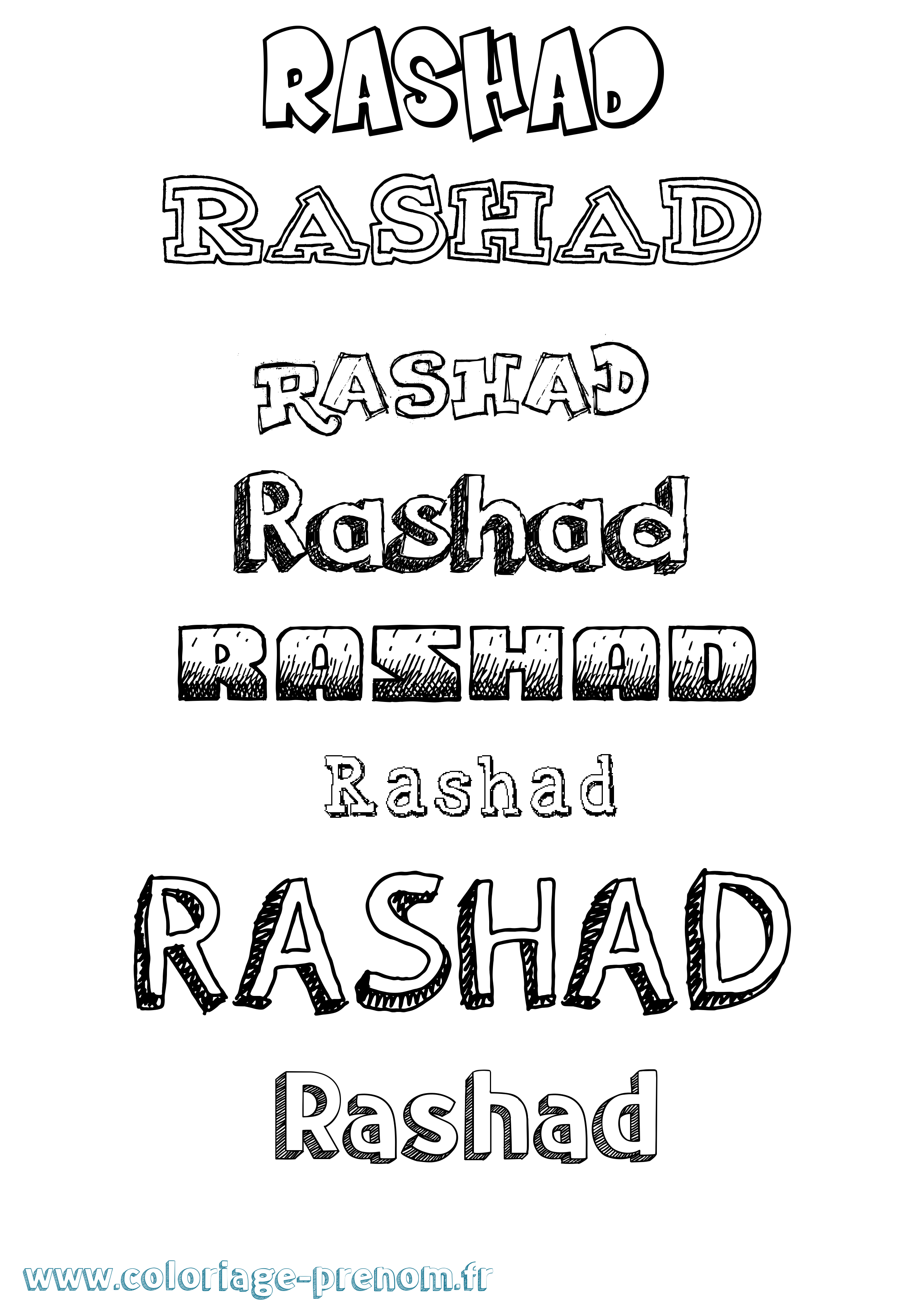 Coloriage Rashad Dessiné Coloriage prénom Rashad Dessiné
