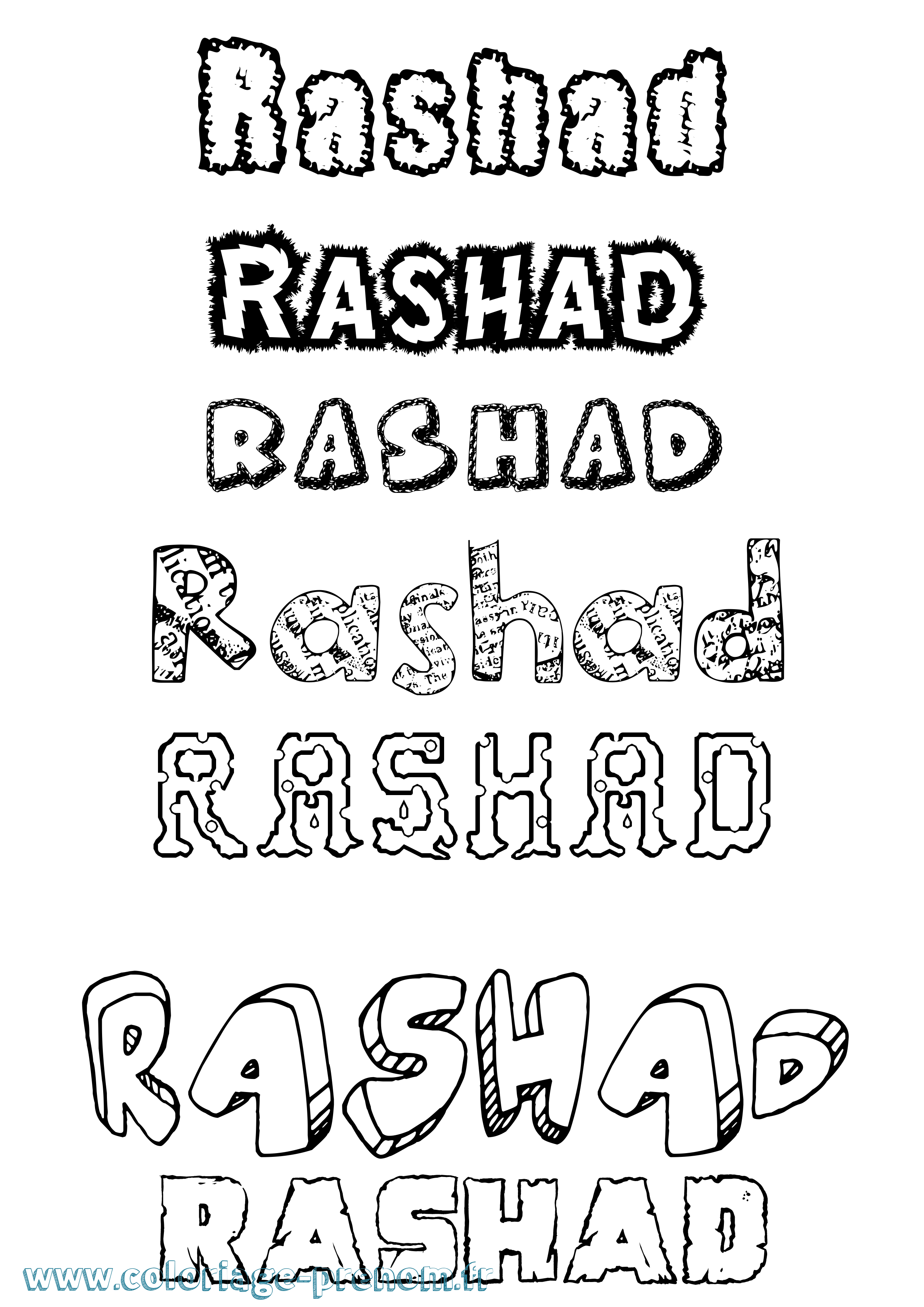 Coloriage Rashad Destructuré Coloriage prénom Rashad Destructuré