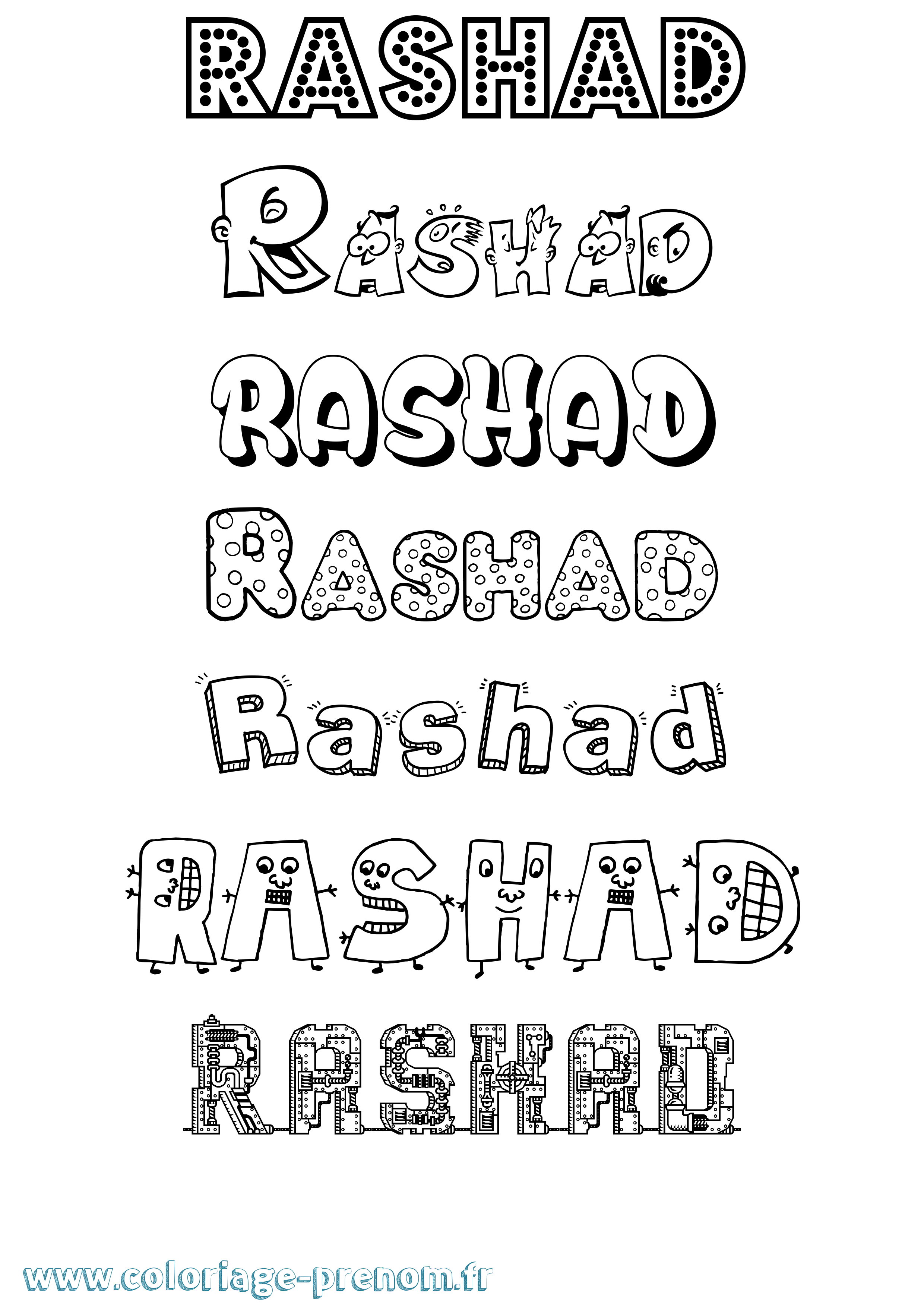 Coloriage Rashad Fun Coloriage prénom Rashad Fun