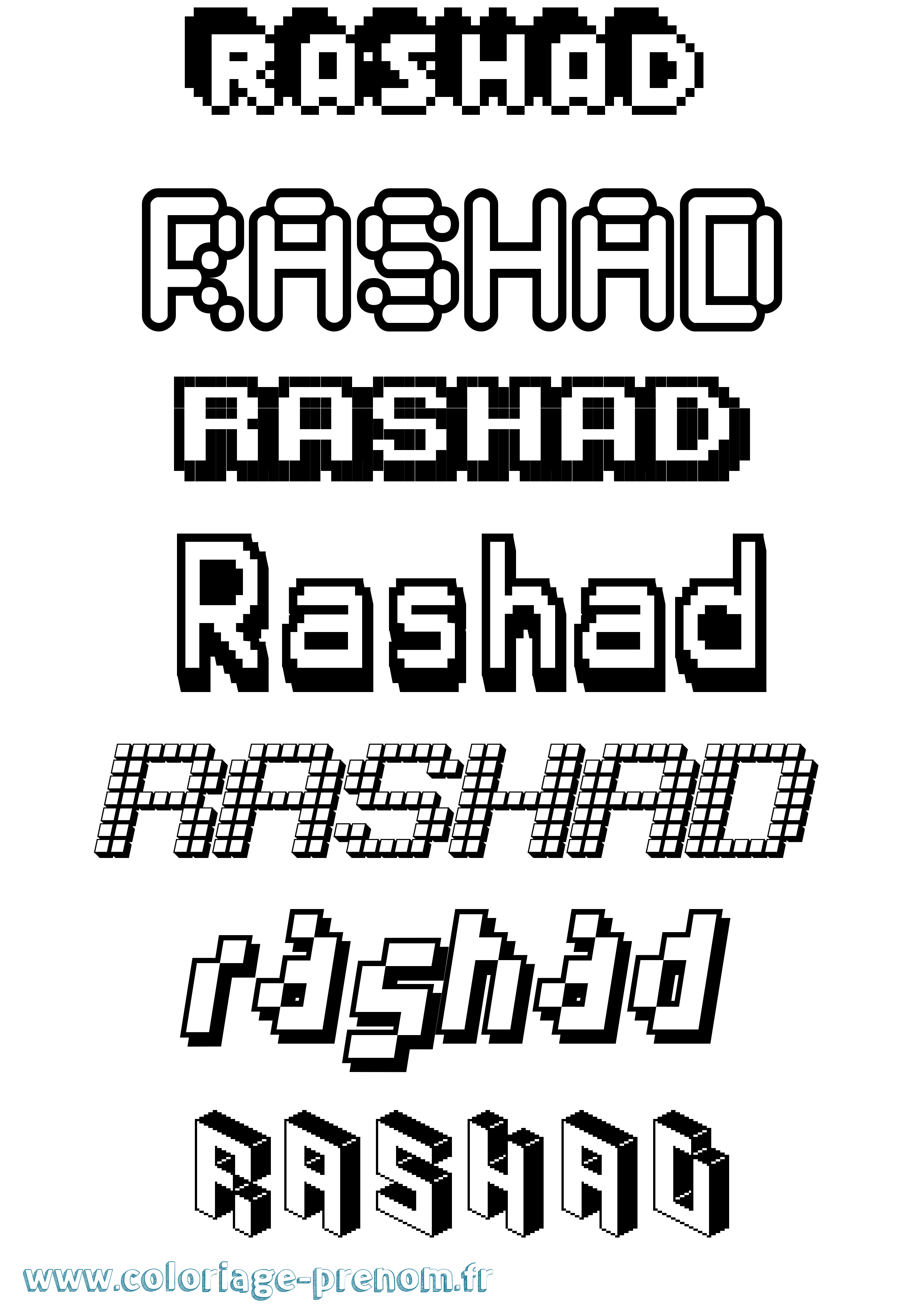 Coloriage Rashad Pixel Coloriage prénom Rashad Pixel