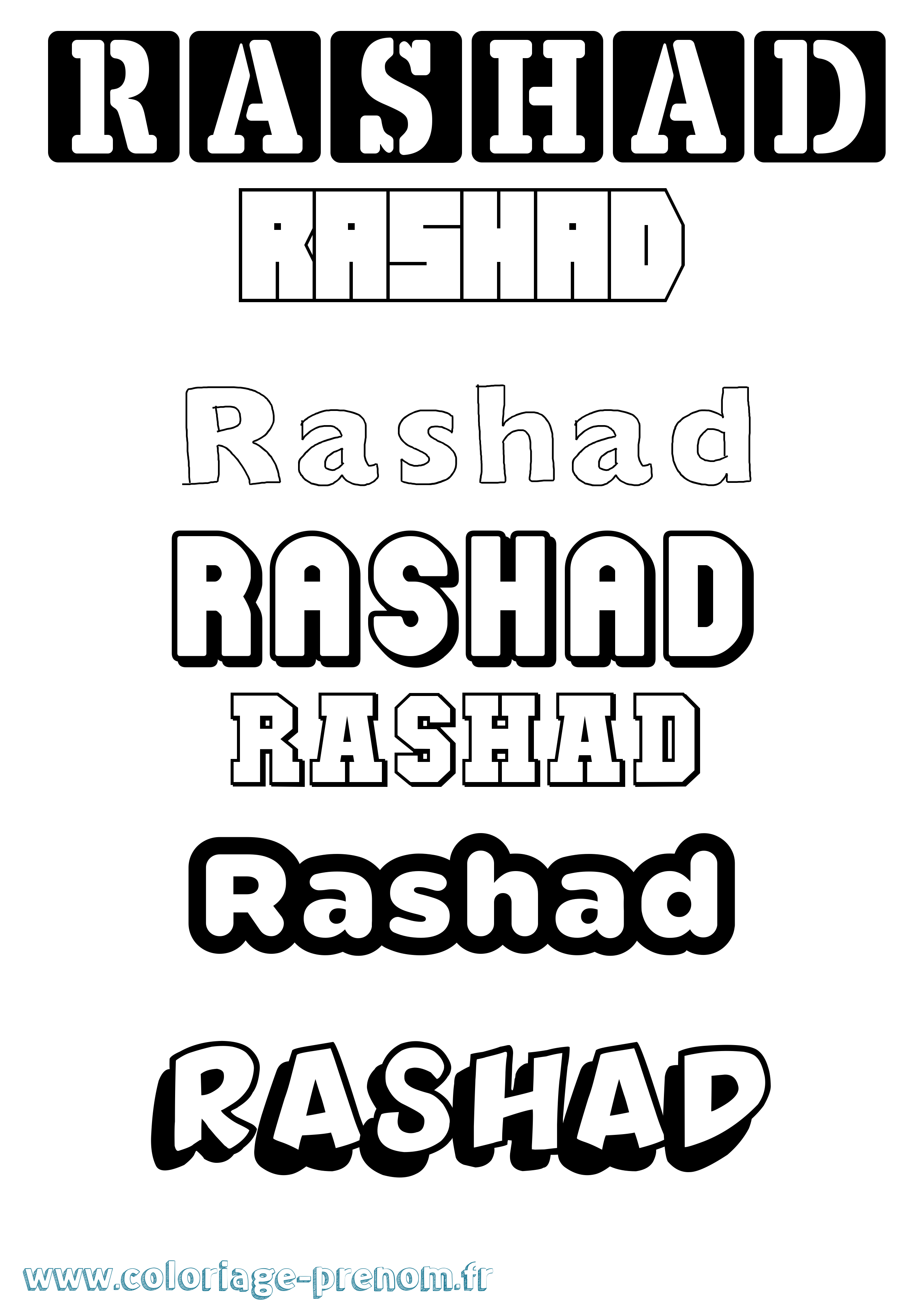 Coloriage Rashad Simple Coloriage prénom Rashad Simple