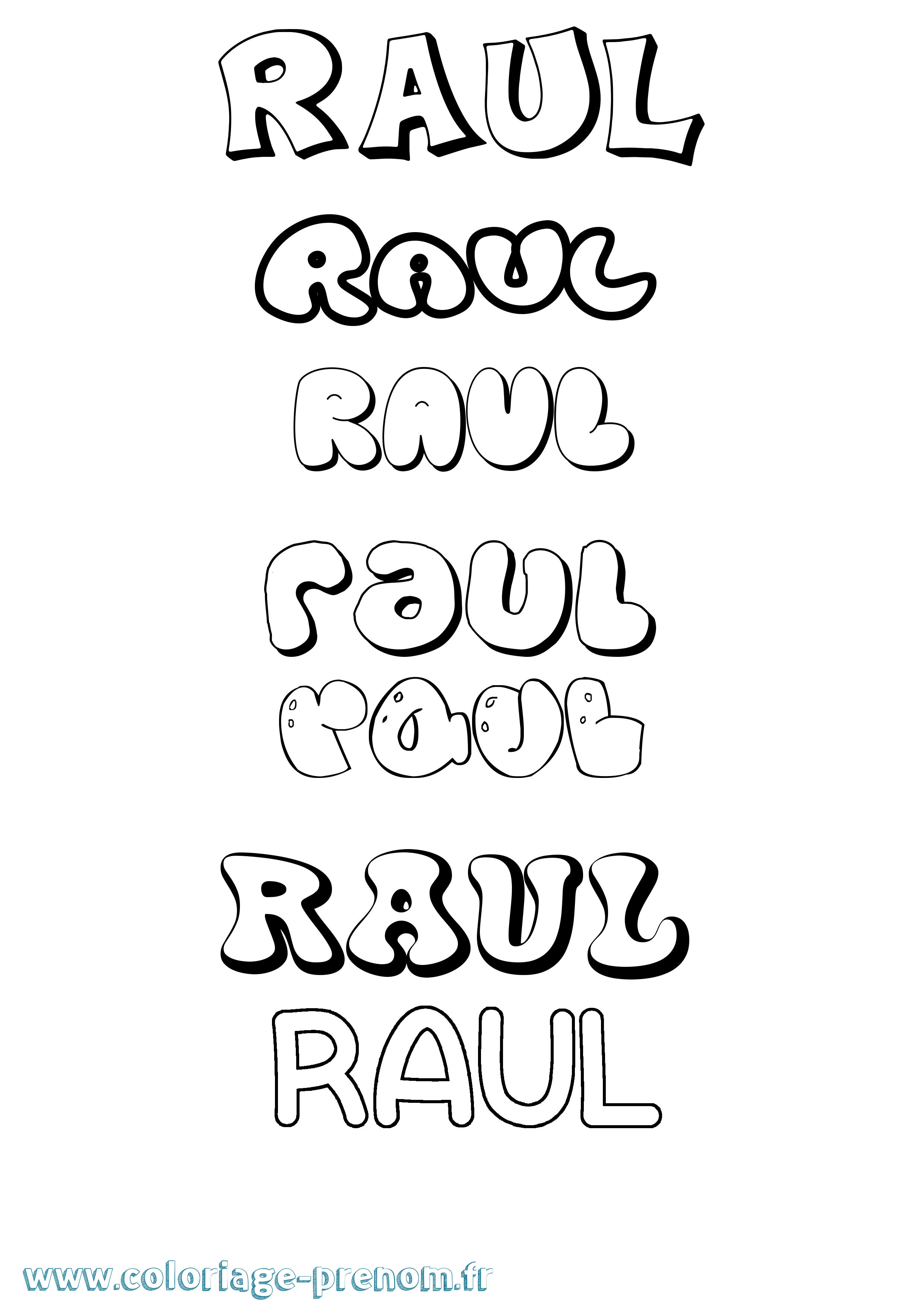 Coloriage prénom Raul Bubble