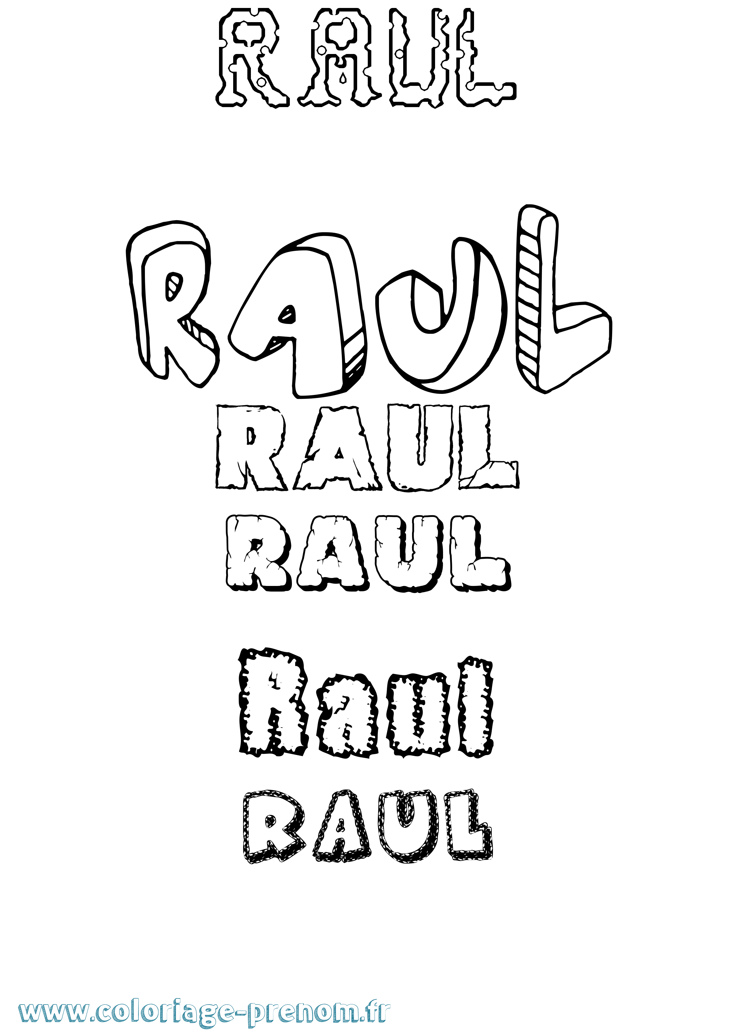 Coloriage prénom Raul Destructuré