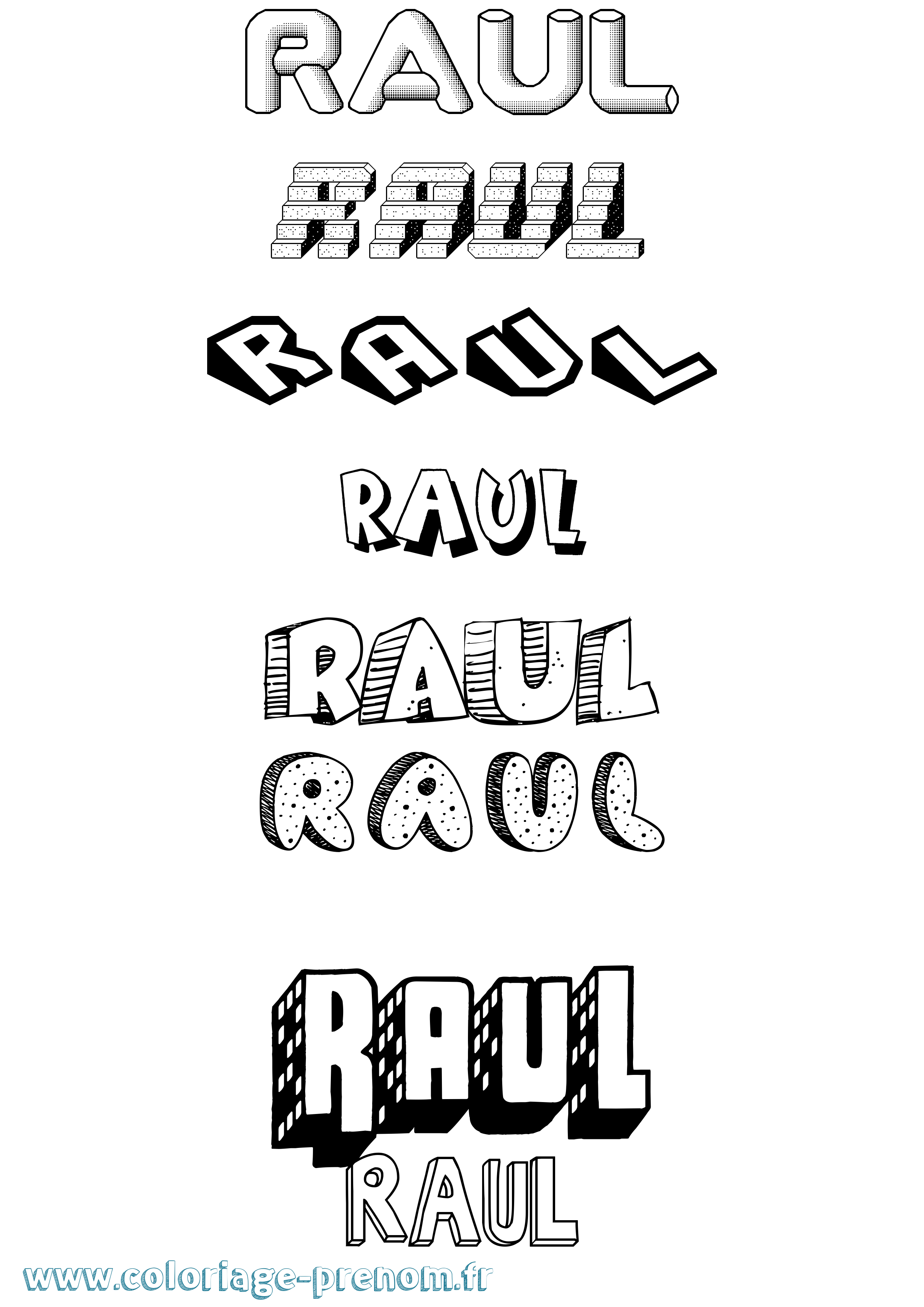 Coloriage Raul Effet 3D Coloriage prénom Raul Effet 3D