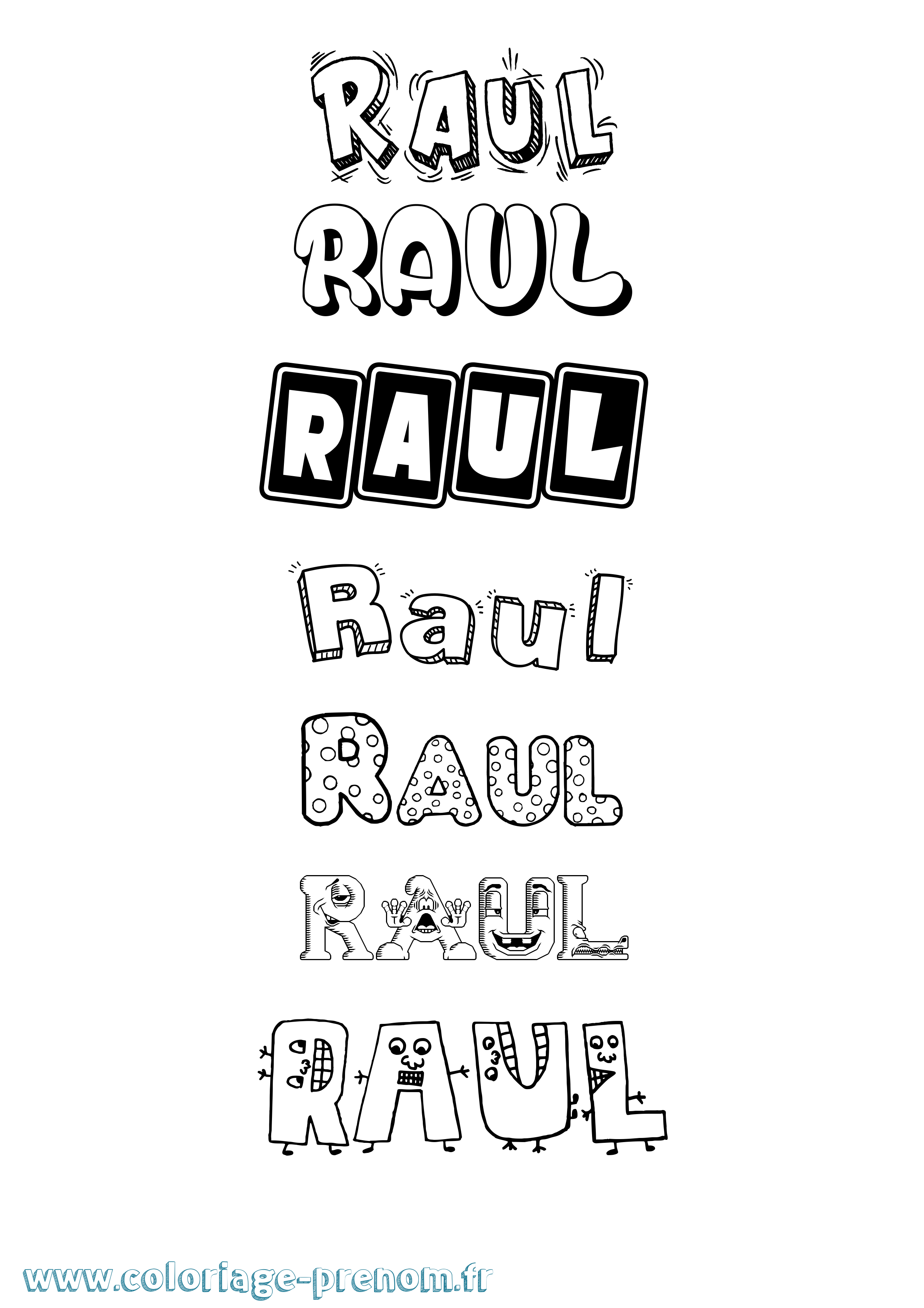 Coloriage Raul Fun Coloriage prénom Raul Fun